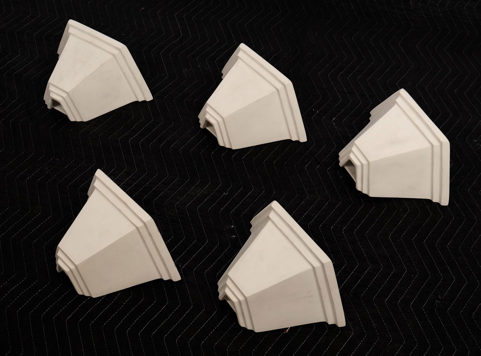 Five Semi-Hexagonal Bisque Porcelain Sconces - 3