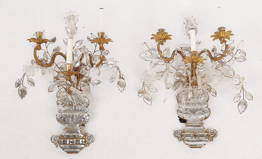 Baques Inspired Bronze & Rock Crystal Sconces, Pr (1 of 14)