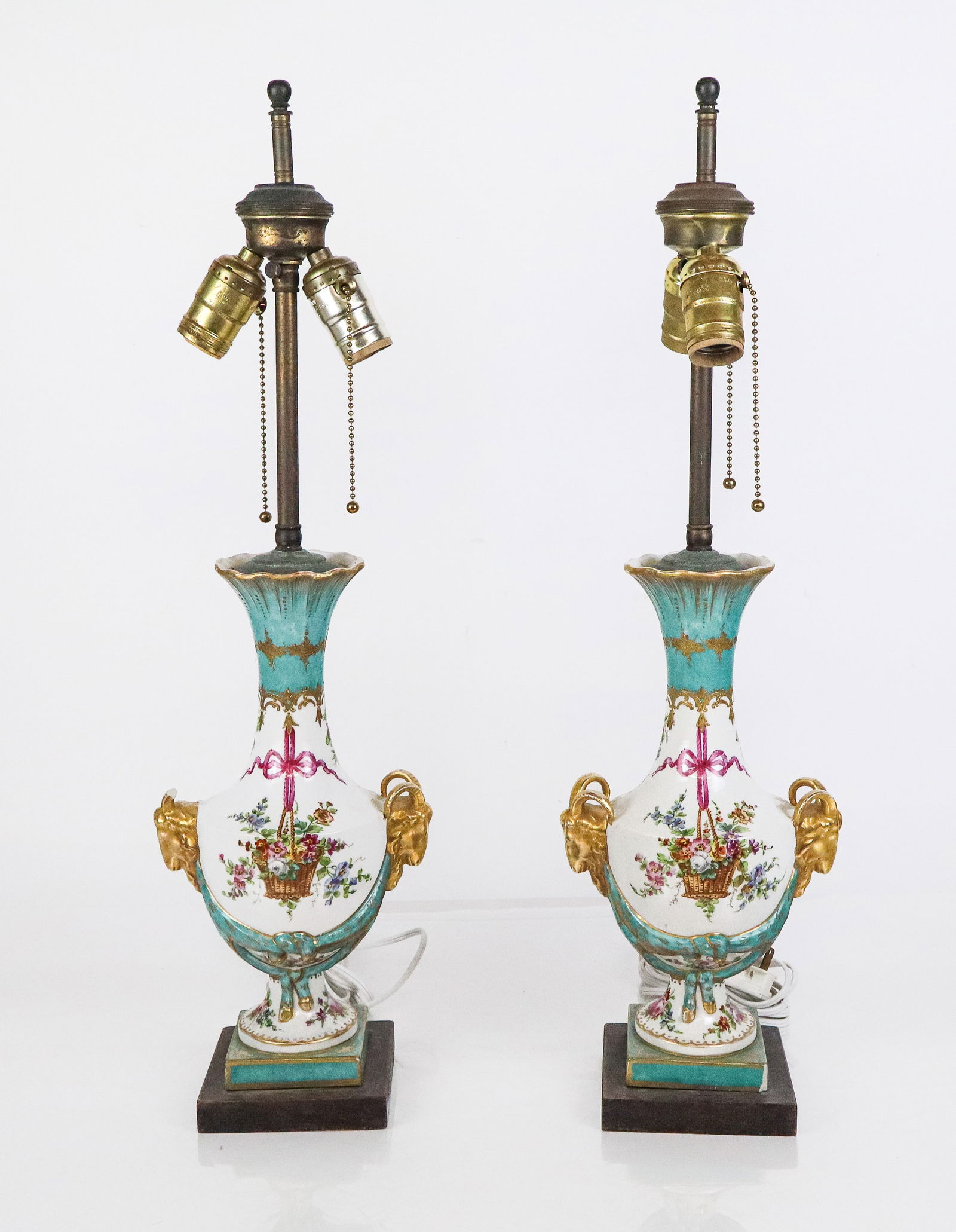 Pair of German Porcelain Urns as Lamps (1 of 16)