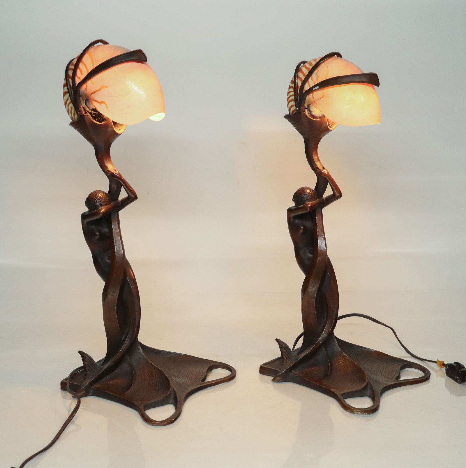 After Gustav GURSCHNER Bronze Table Lamps, Two - 11