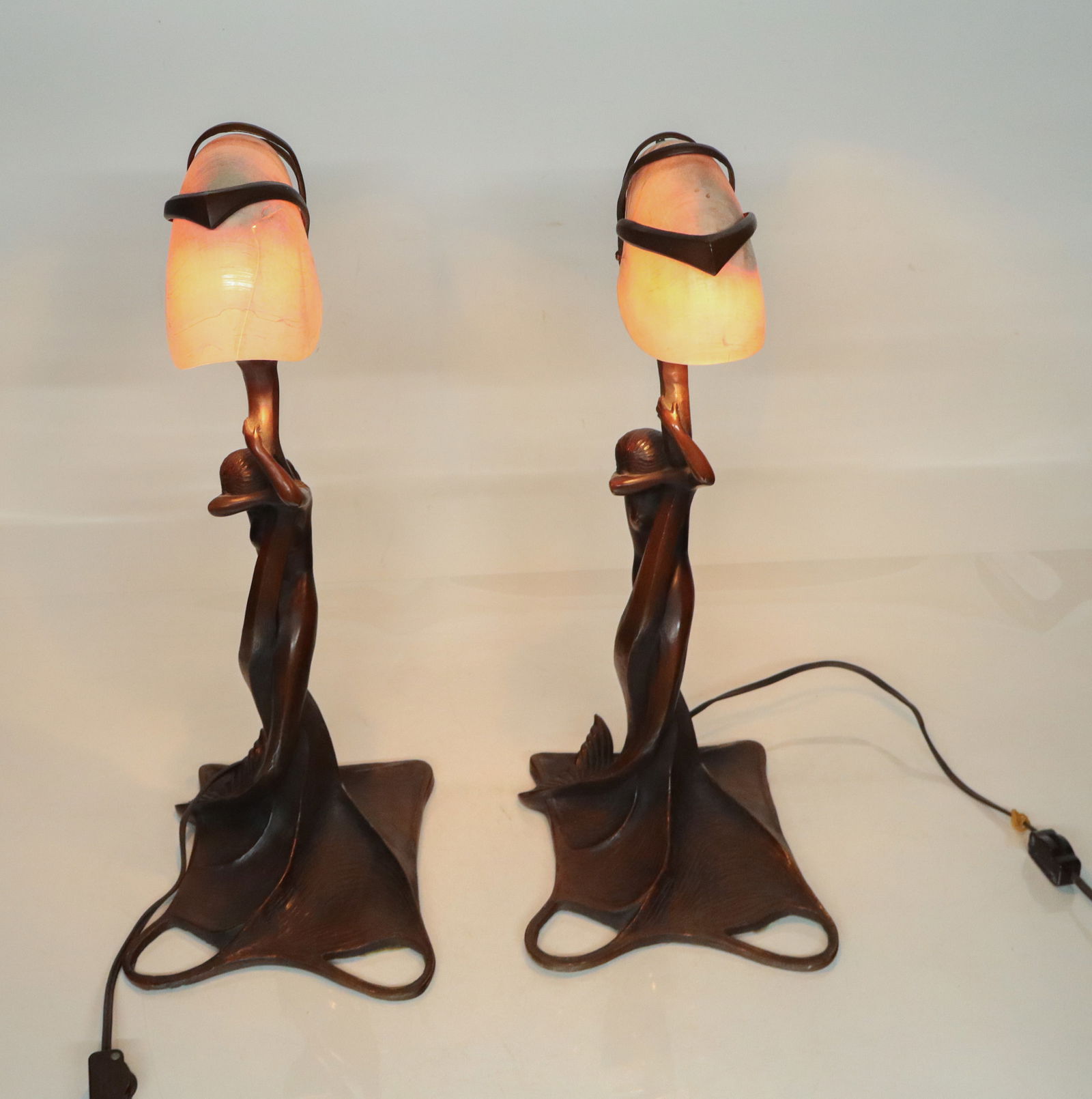 After Gustav GURSCHNER Bronze Table Lamps, Two - 13