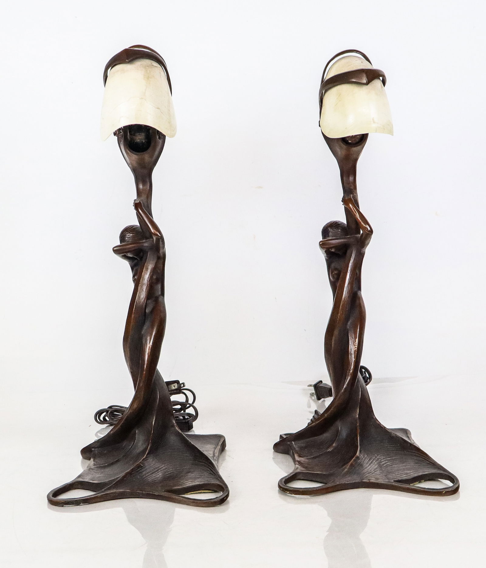 After Gustav GURSCHNER Bronze Table Lamps, Two - 3