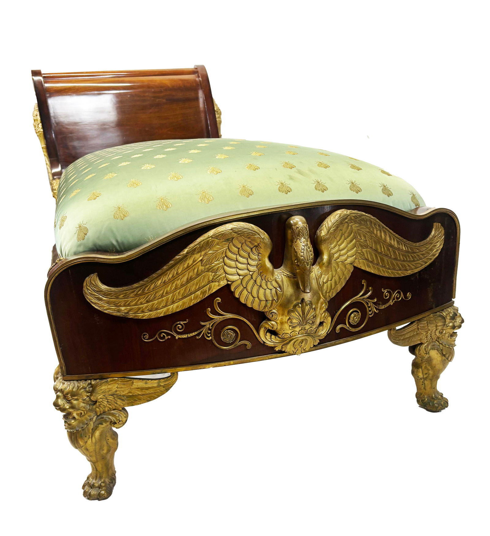 French Empire Mahogany & Gilt Bronze Recamier - 12