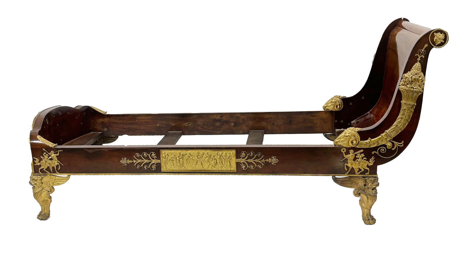 French Empire Mahogany & Gilt Bronze Recamier - 16