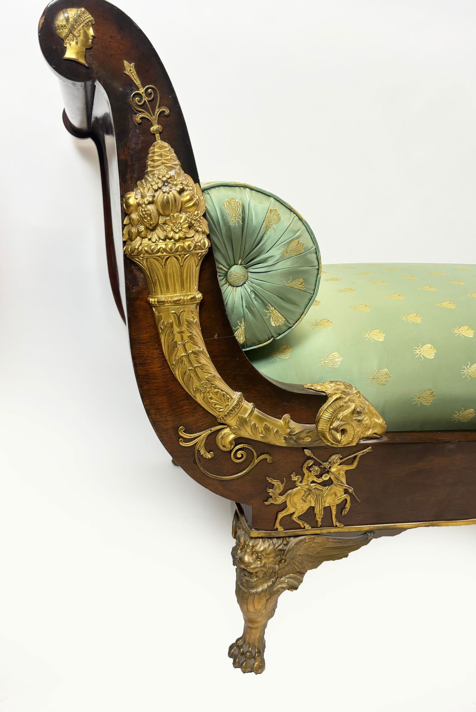 French Empire Mahogany & Gilt Bronze Recamier - 5