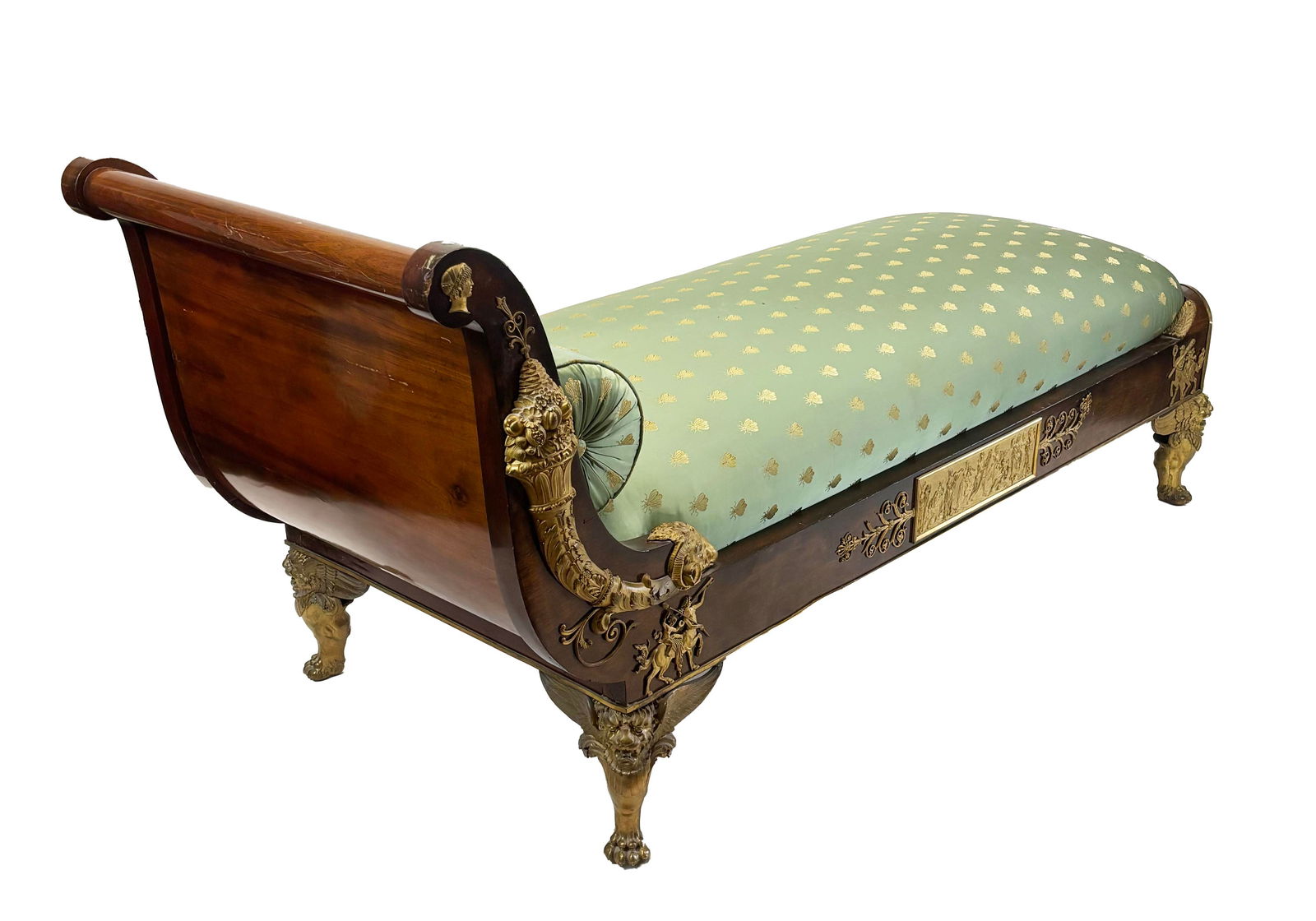 French Empire Mahogany & Gilt Bronze Recamier - 7