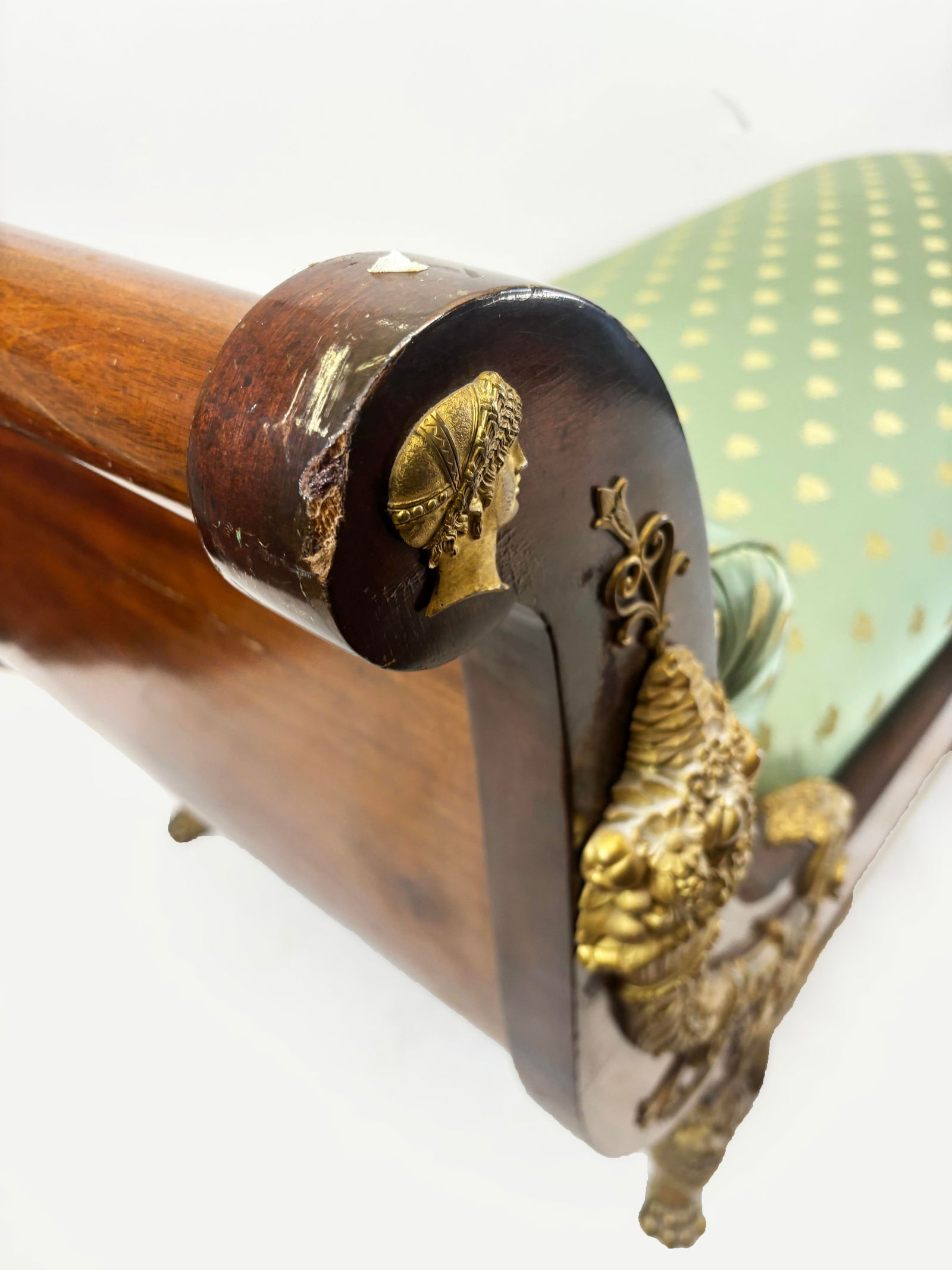 French Empire Mahogany & Gilt Bronze Recamier - 9