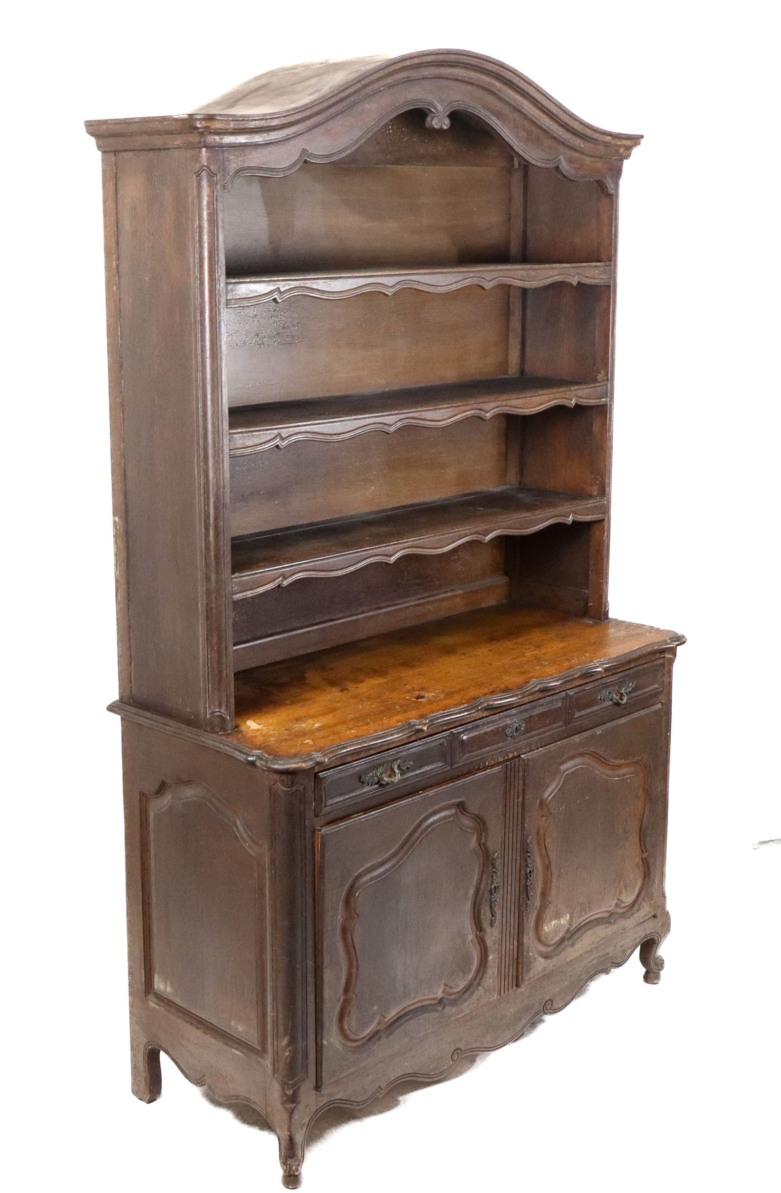 Vintage French Carved Two-Part Hutch Cabinet (1 of 20)