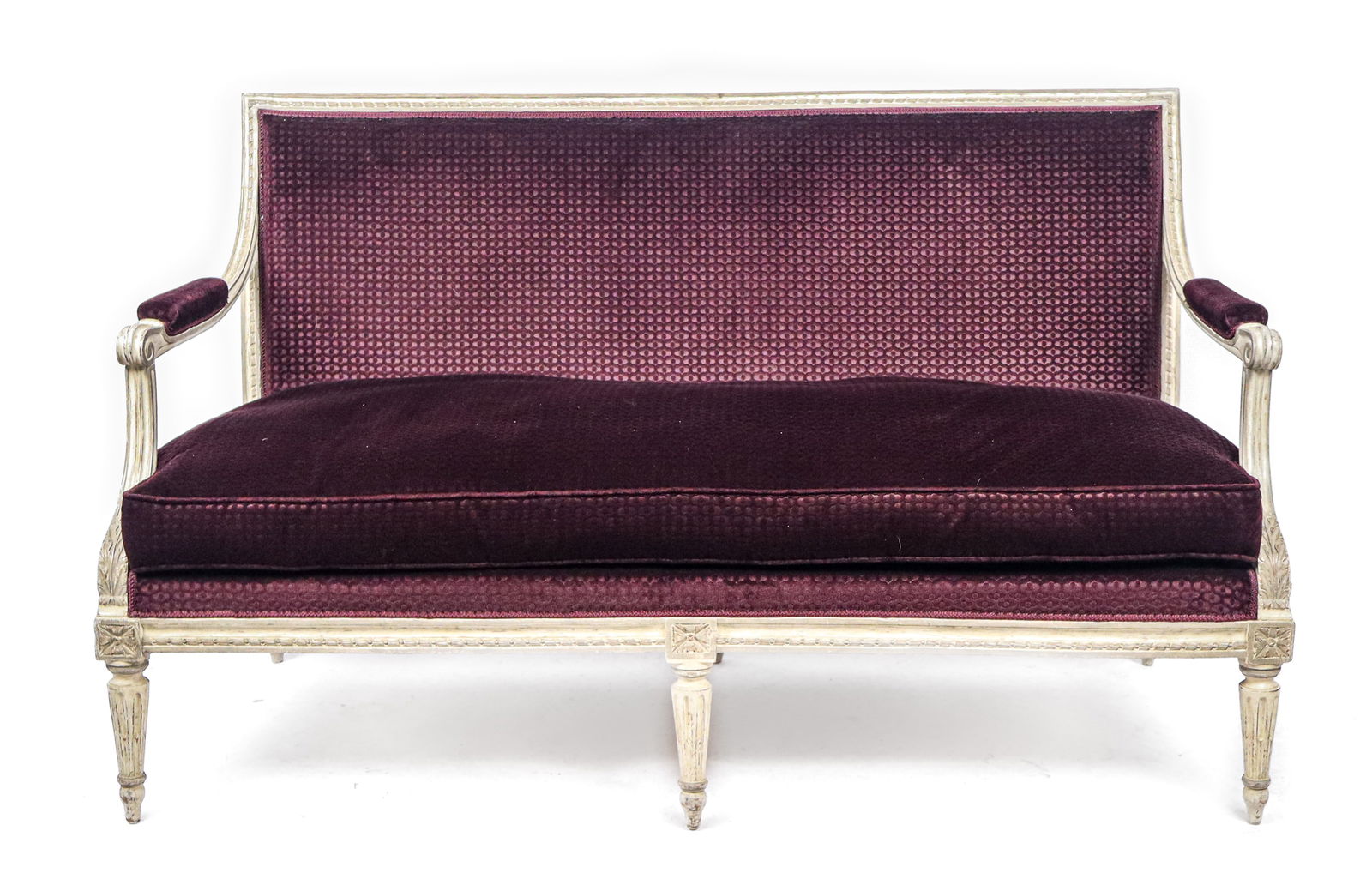 Louis XVI Carved and Upholstered Sofa Settee (1 of 15)