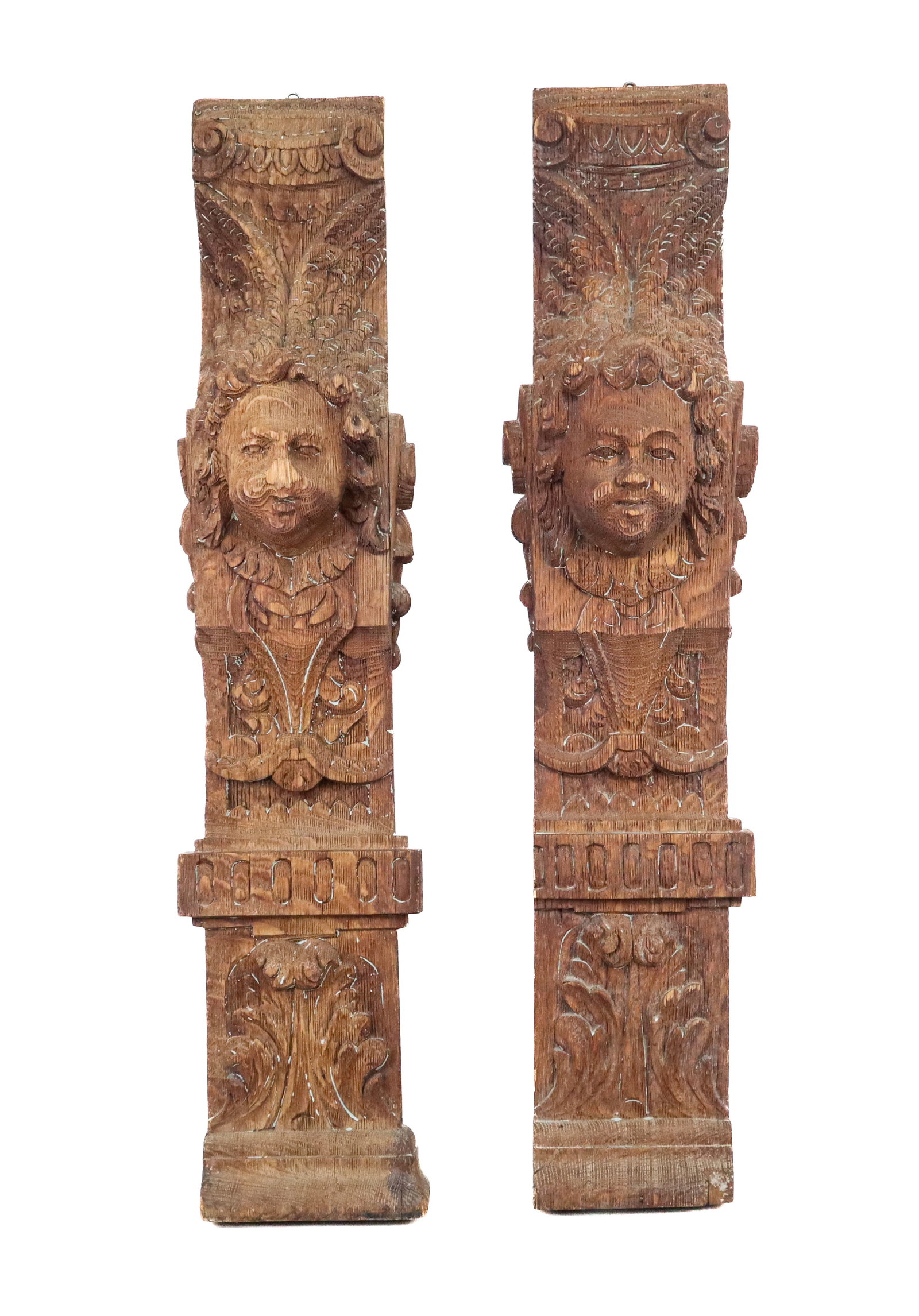Pair Antique Carved Wall Hangings (1 of 13)
