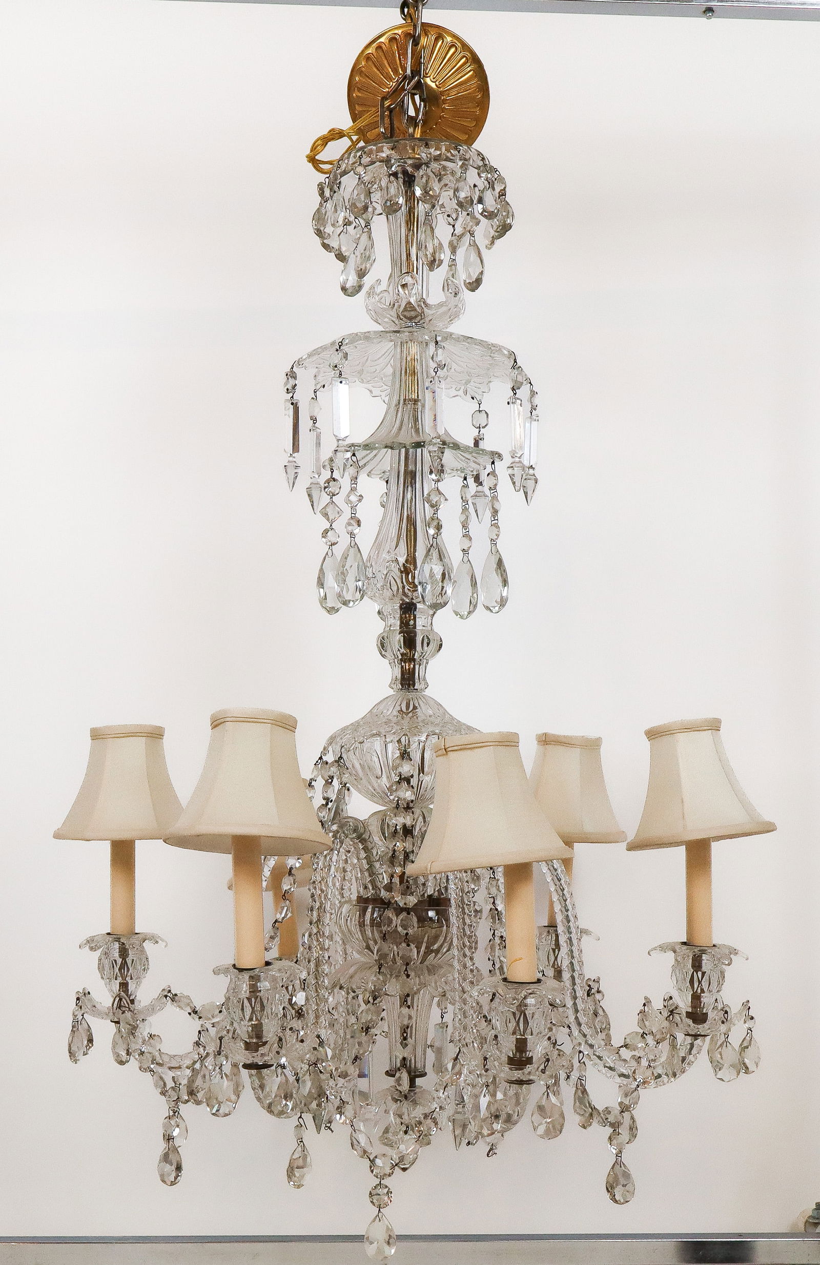 Cut and Faceted Crystal Six-Light Chandelier (1 of 11)