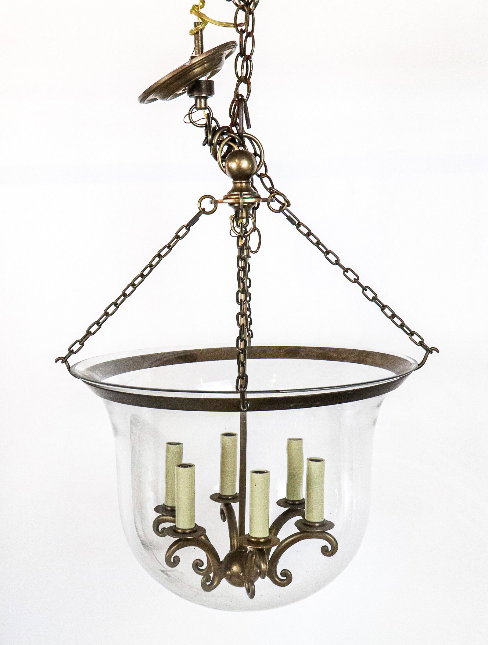 Brass Bell Jar Six Light Chandelier (1 of 7)
