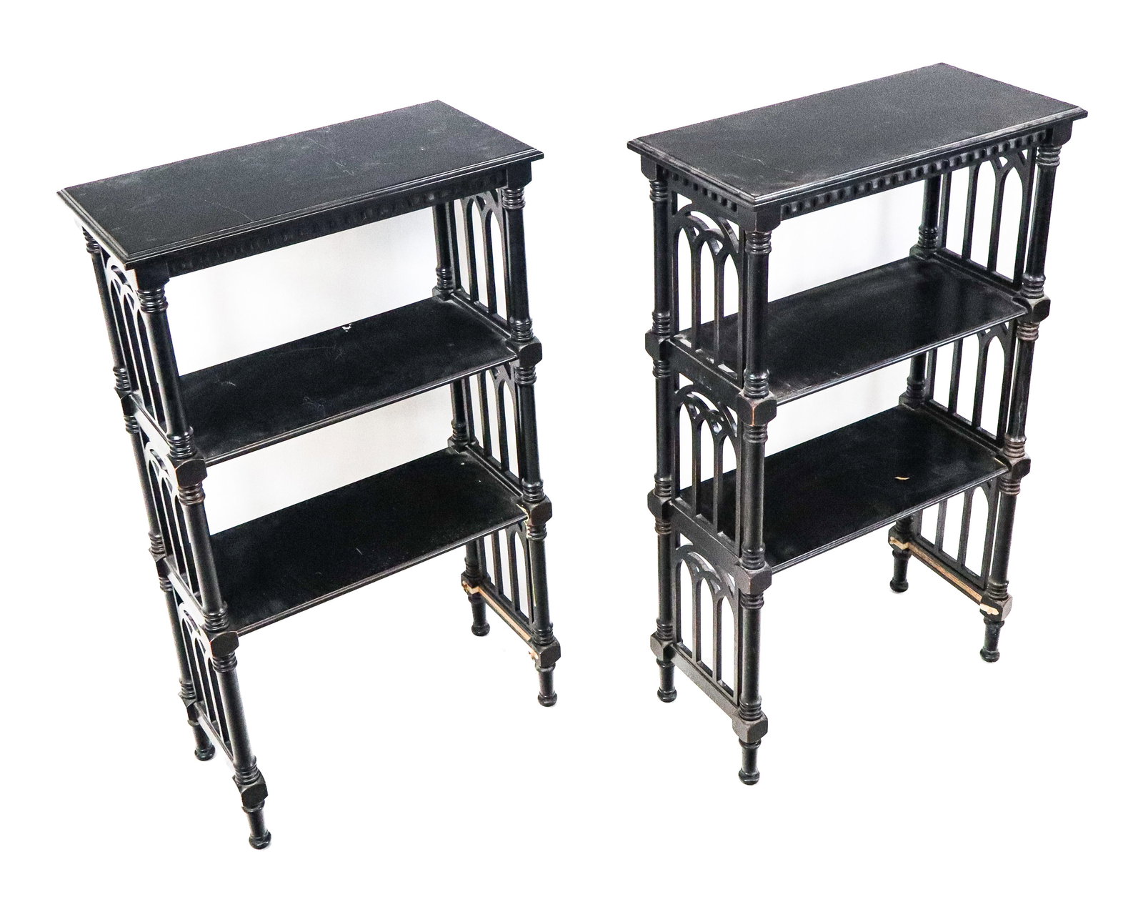 Pair Black Painted Open Etageres (1 of 10)