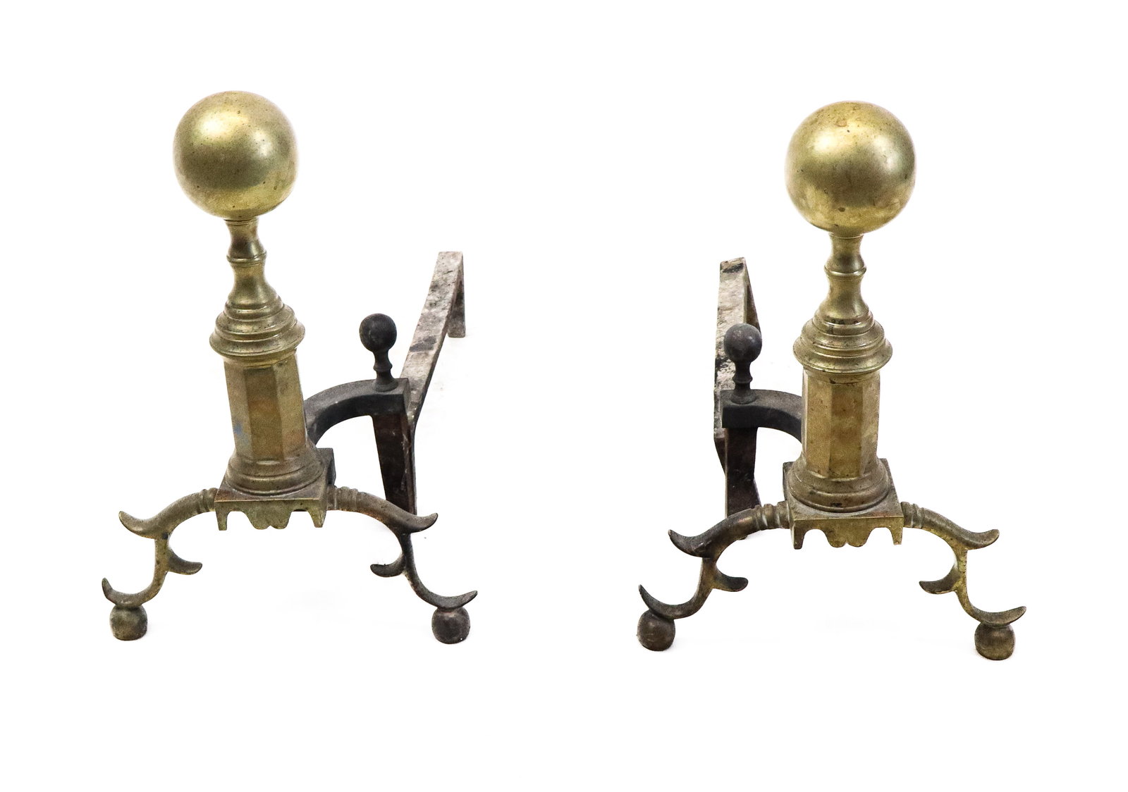 Pair American Ball Top Andirons (1 of 5)