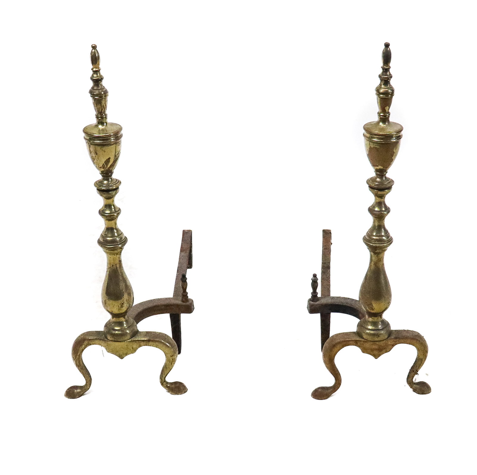 Pair American Brass Andirons (1 of 5)