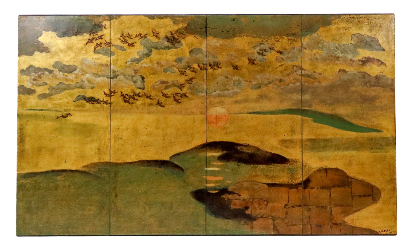 Chinese Modern 4 Panel Framed Low Screen (1 of 10)