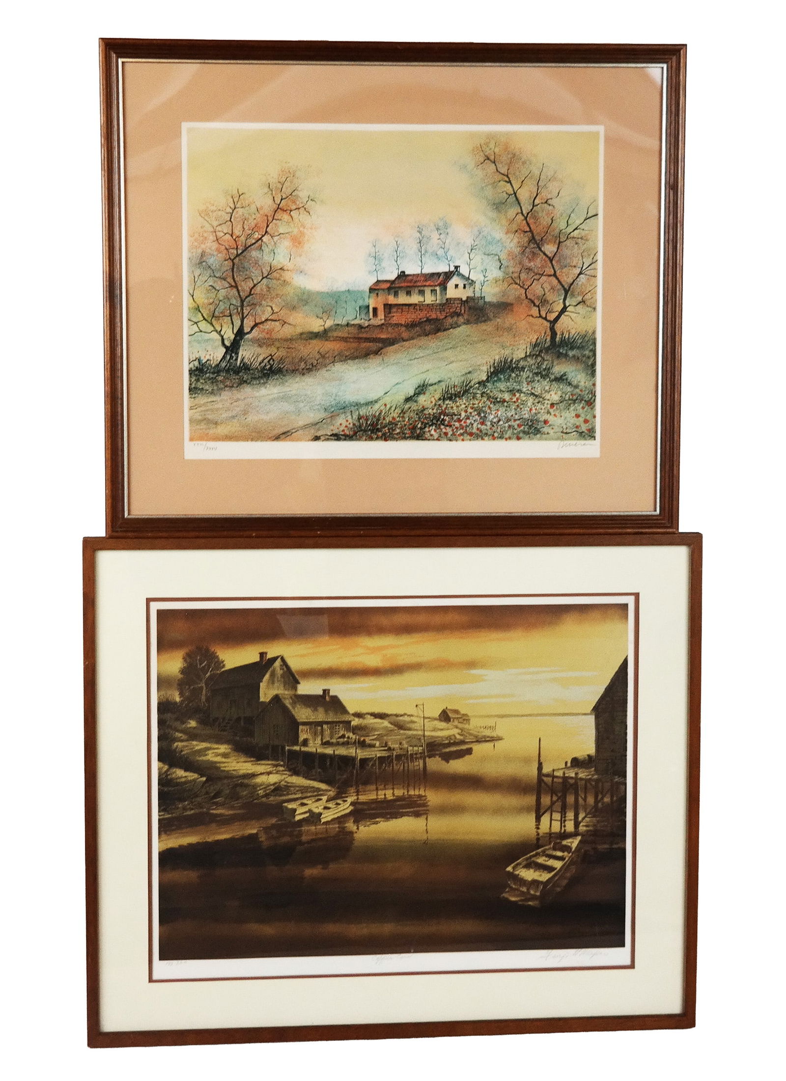 Antonio RIVERA & 1 Other, 2 Color Lithographs: Antonio Rivera (Spanish, 1939-2020) color lithograph of a village road with house and trees, pencil signed lower right "Rivera" and numbered lower left, XXVI/XXXV; together with another lithograph dep