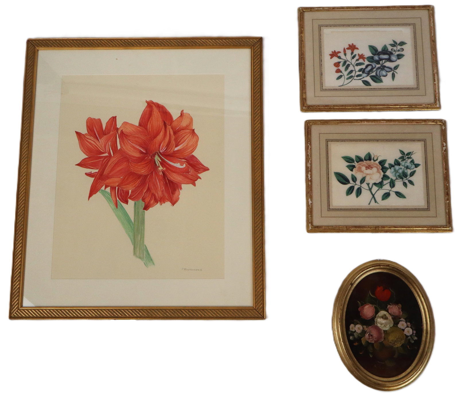 Four Floral Paintings in Frames (1 of 11)