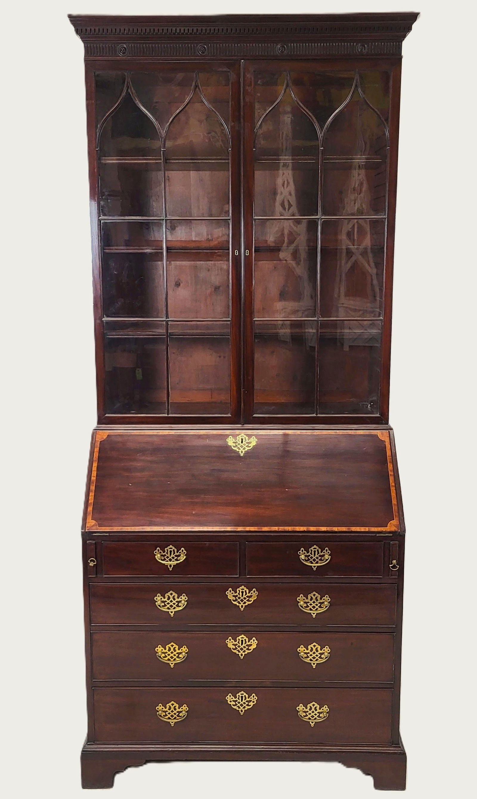 Antique English Slant Front Secretary Bookcase (1 of 20)