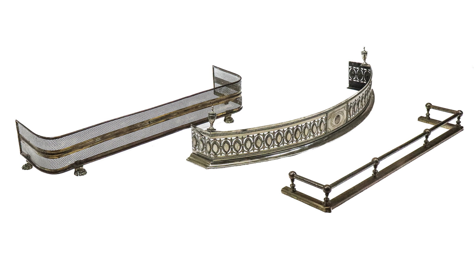 Antique Silvered Metal Fireplace Fender (1 of 8)