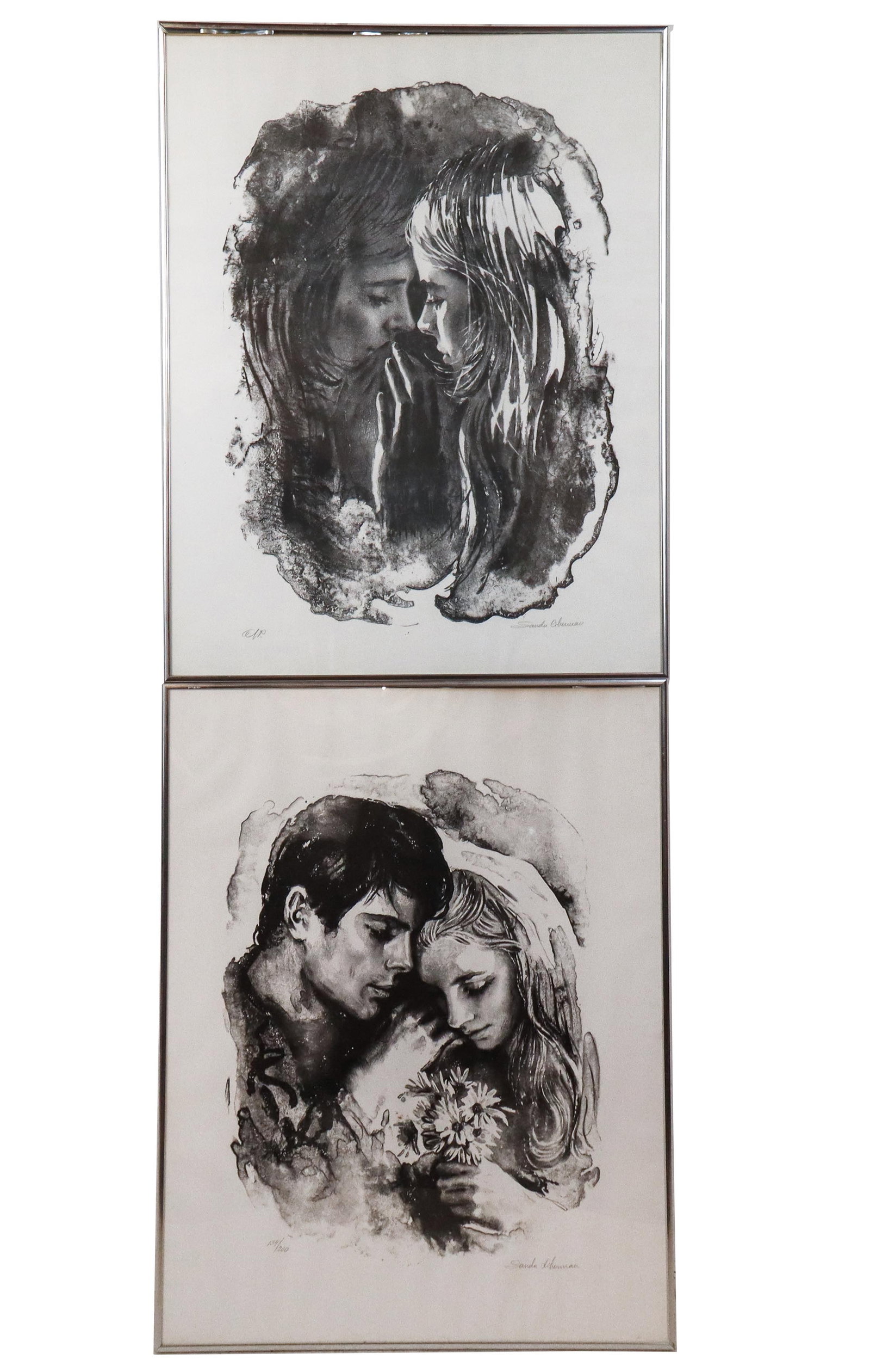 Sandu LIBERMAN Artist Proof and a Print: Sandu Liberman (Romania, 1923-1977) figural print, editioned 134/200, and an artist proof, both signed Sandu Liberman to lower, in framed. [Framed, each: 28.5" H x 22" W]. Condition to each work is go