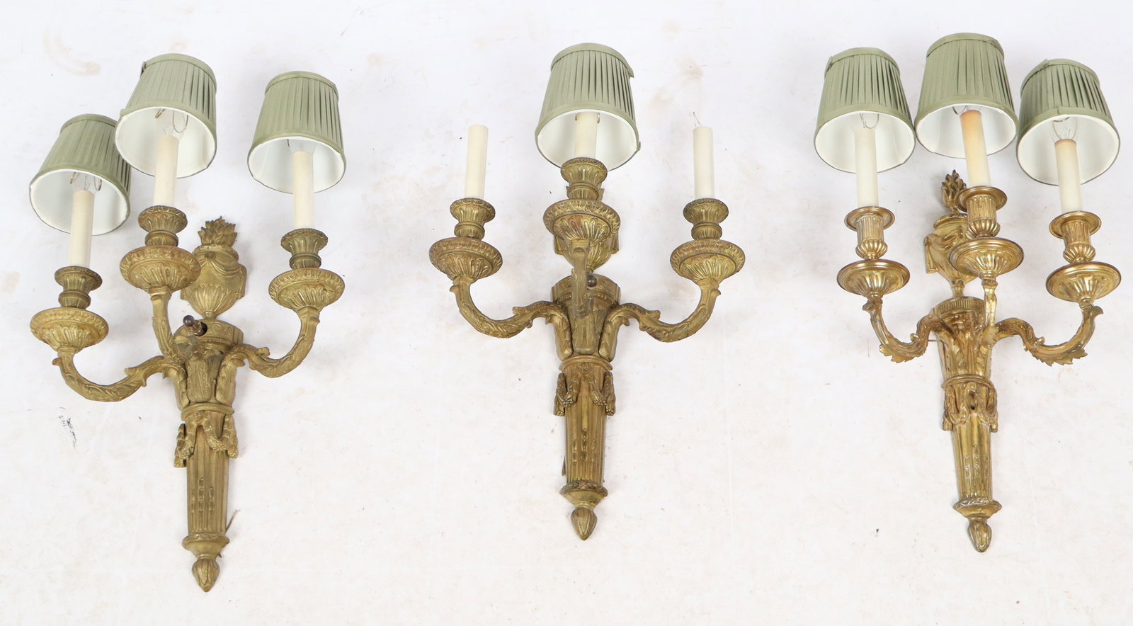 Set of Three Louis XVI Bronze Sconces (1 of 14)
