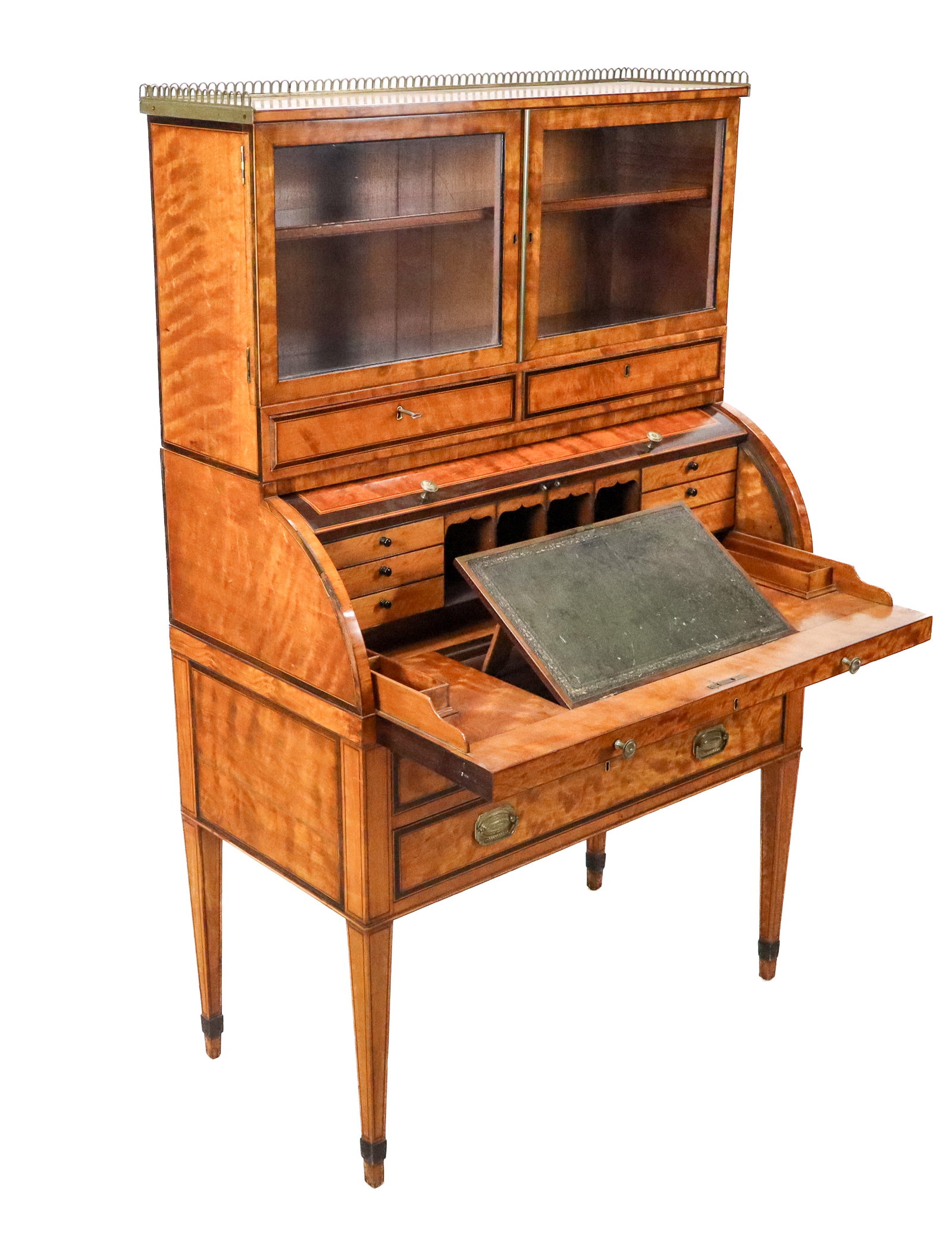 Antique English Roll Top Secretary Bookcase (1 of 12)