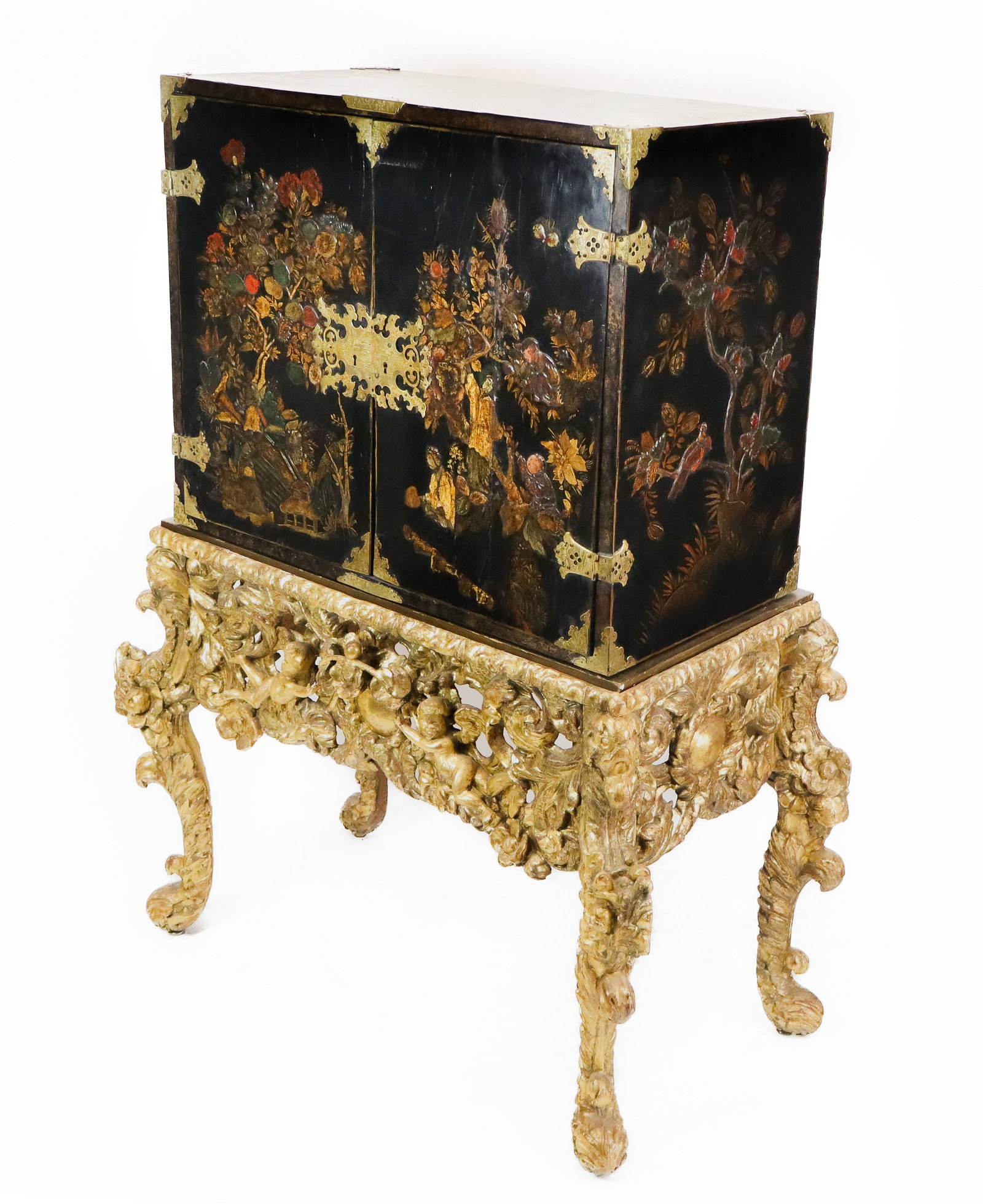 English Two Part Japanned Chest on Elaborate Stand (1 of 17)