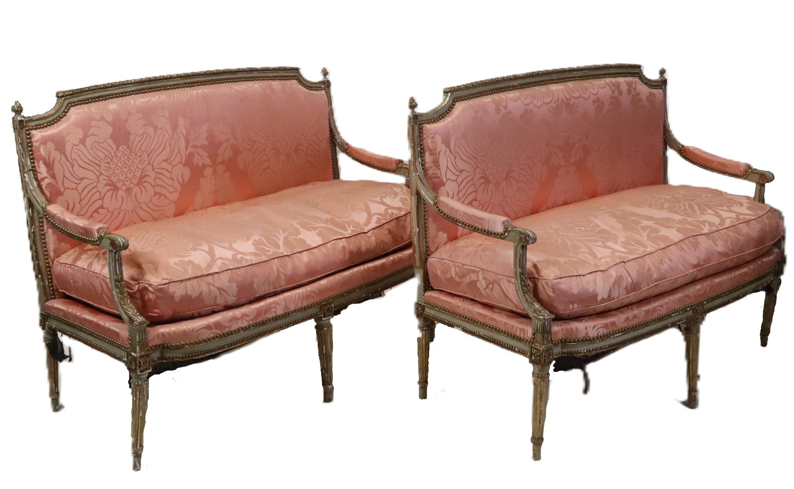 Pair Antique French Open Arm Settees (1 of 19)