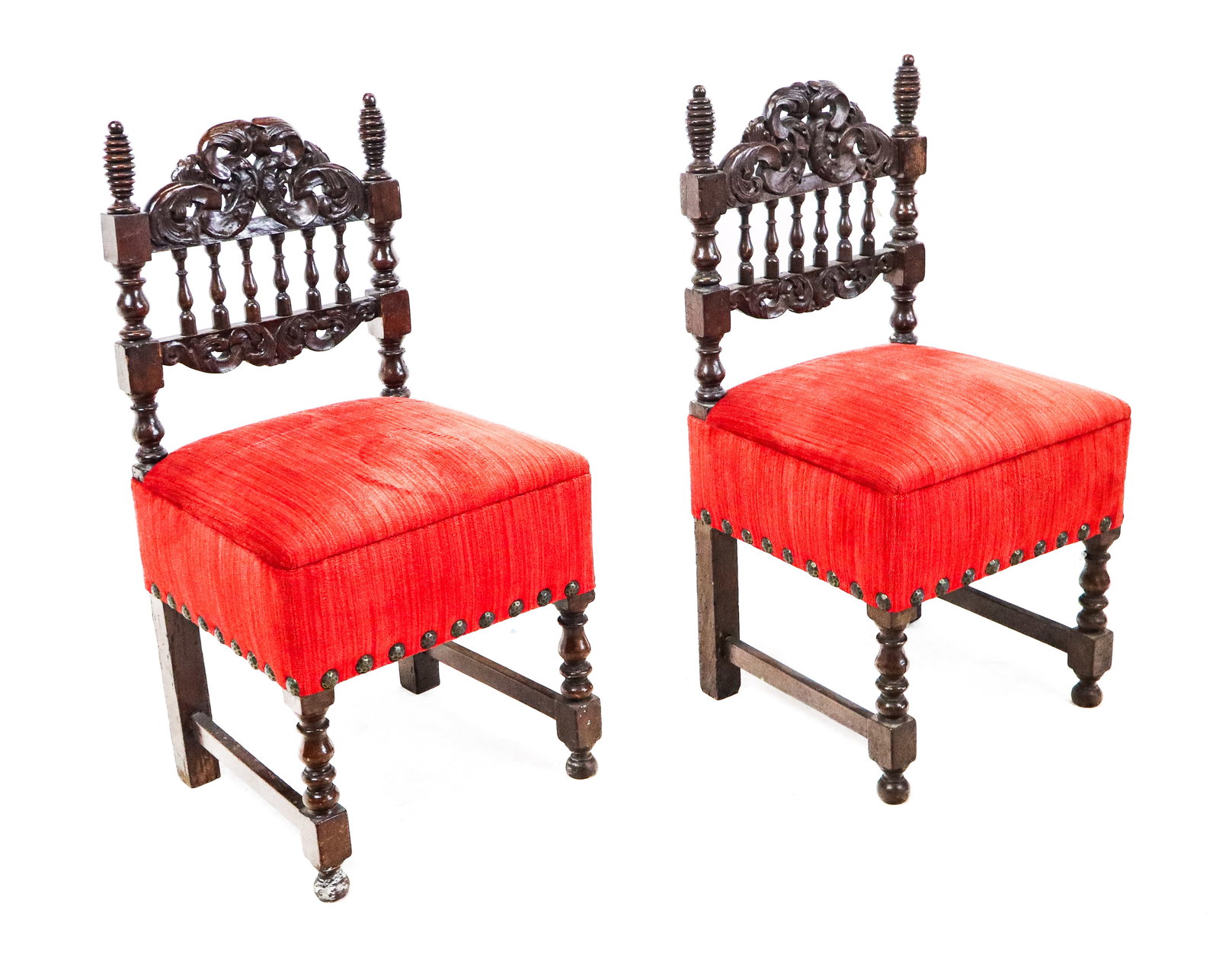 Pair Diminutive English Oak Hall Chairs (1 of 15)
