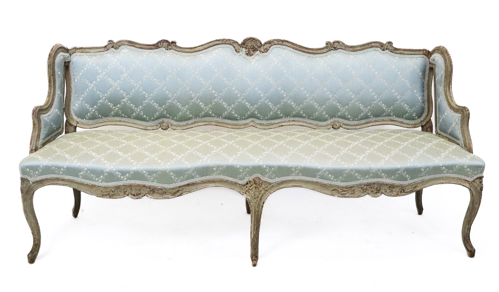 Antique French Wing Back Long Bench (Canape) (1 of 15)