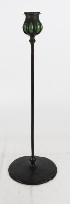 Tiffany Studios bronze and glass candlestick (1 of 6)
