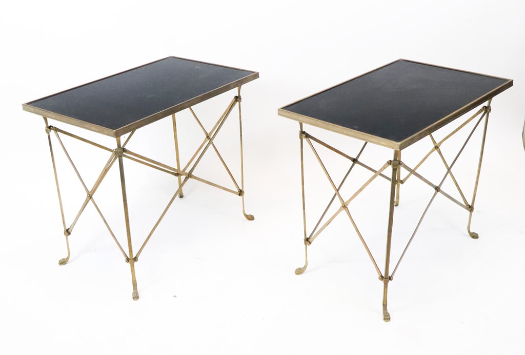 Pair Hollywood Regency Metal Lamp Tables (1 of 9)