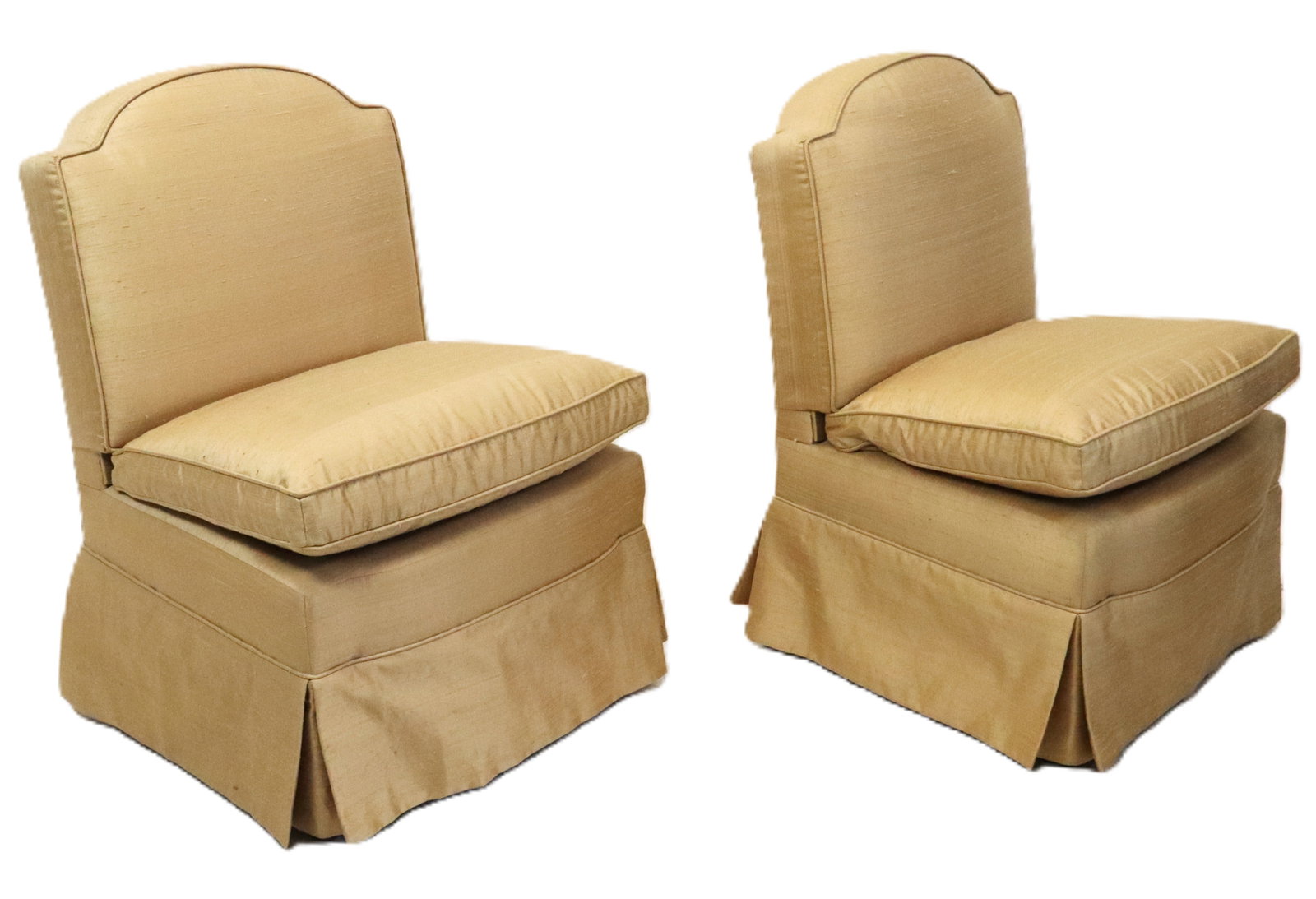Pair Silk Upholstered Side / Slipper Chairs (1 of 12)