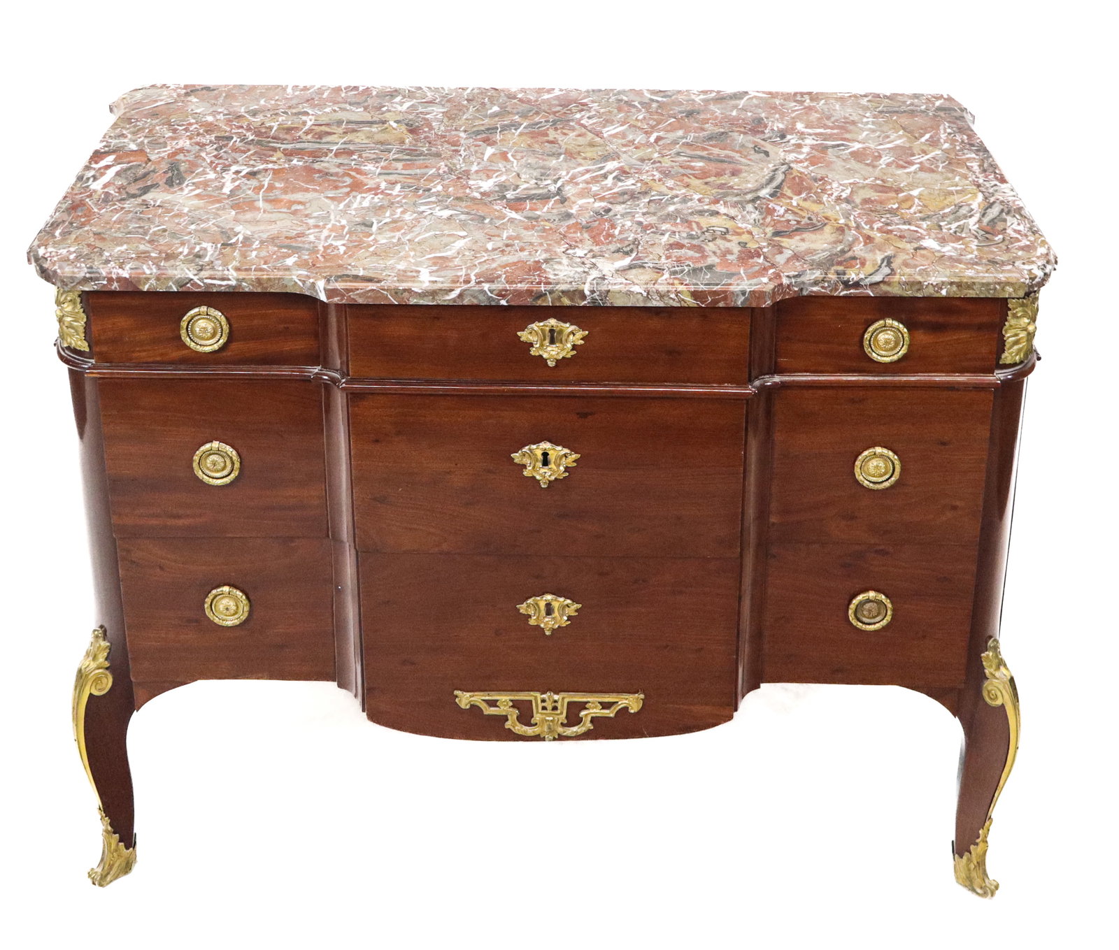 French 5 Drawer Marble Top Commode (1 of 16)