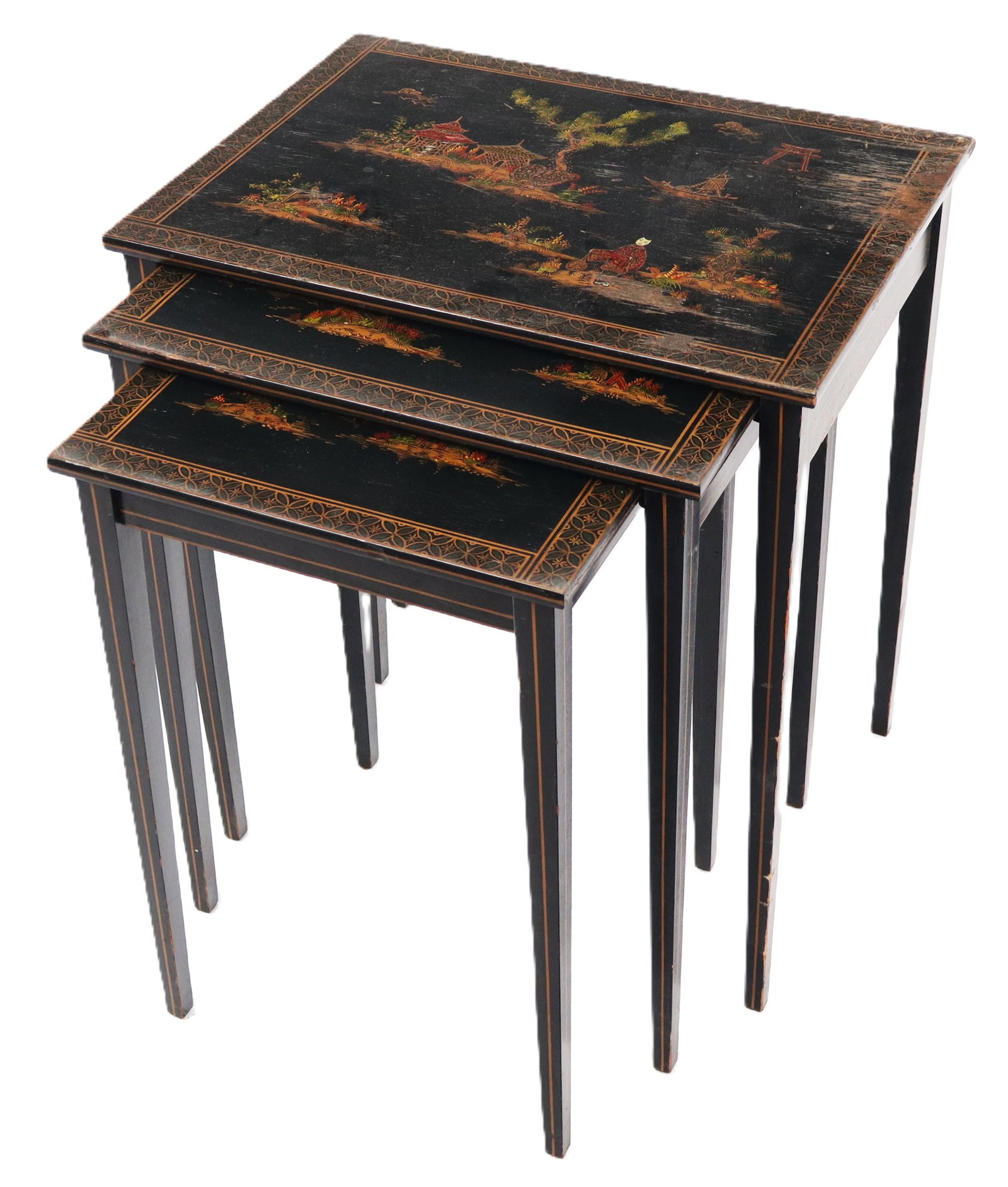 Three Chinoiserie Painted Nesting Tables (1 of 11)
