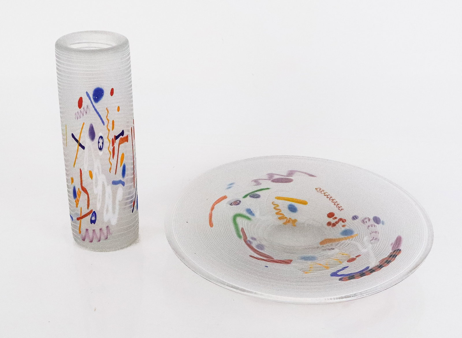 James CLARKE Art Glass Plate and Vase (1 of 10)