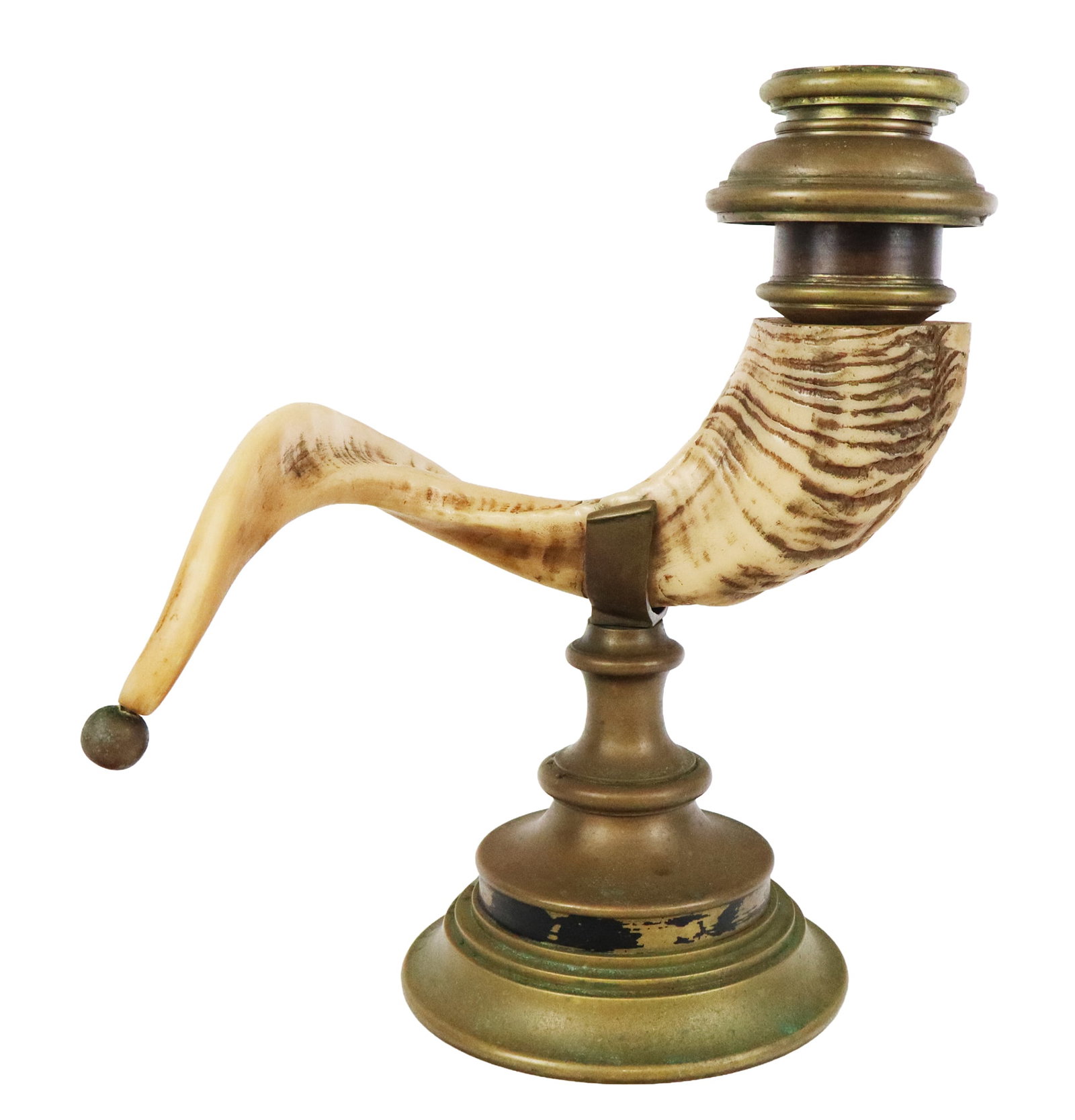 Brass and Resin Horn Shaped Candlestick (1 of 15)