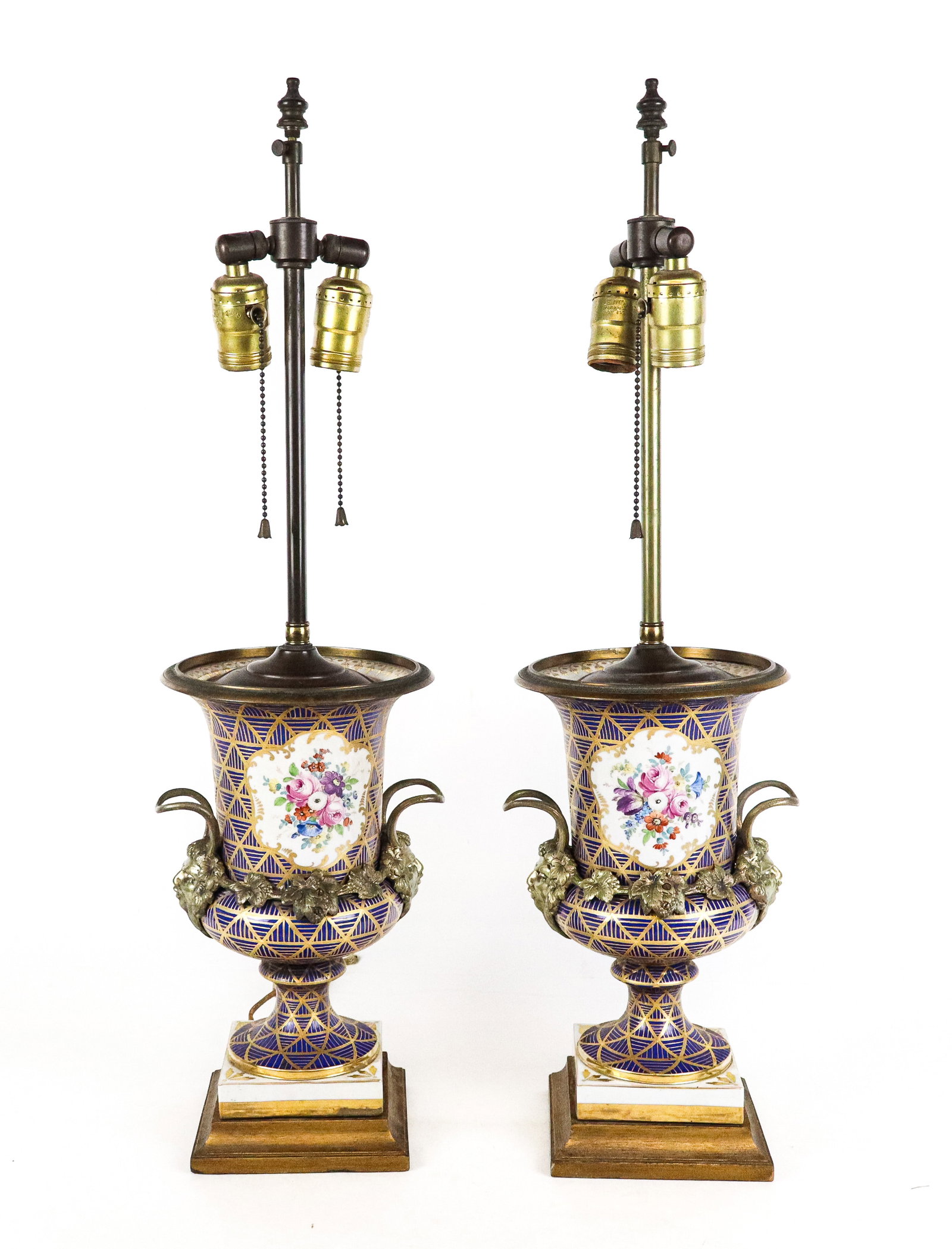 Pair of French Porcelain Urns Mounted as Lamps (1 of 15)