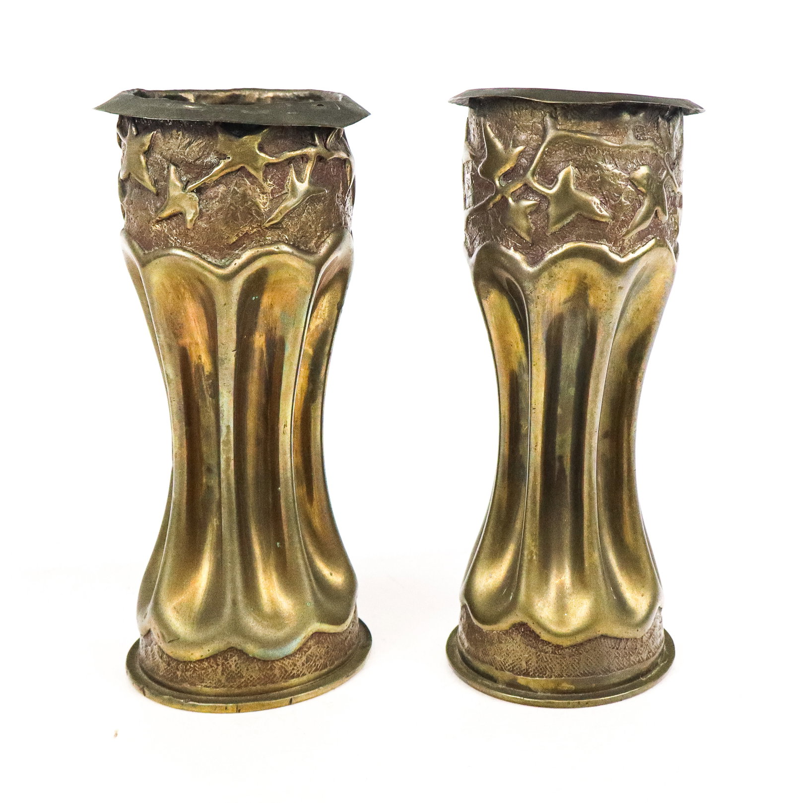 WMF Pair of Art Nouveau Brass Candlesticks (1 of 8)