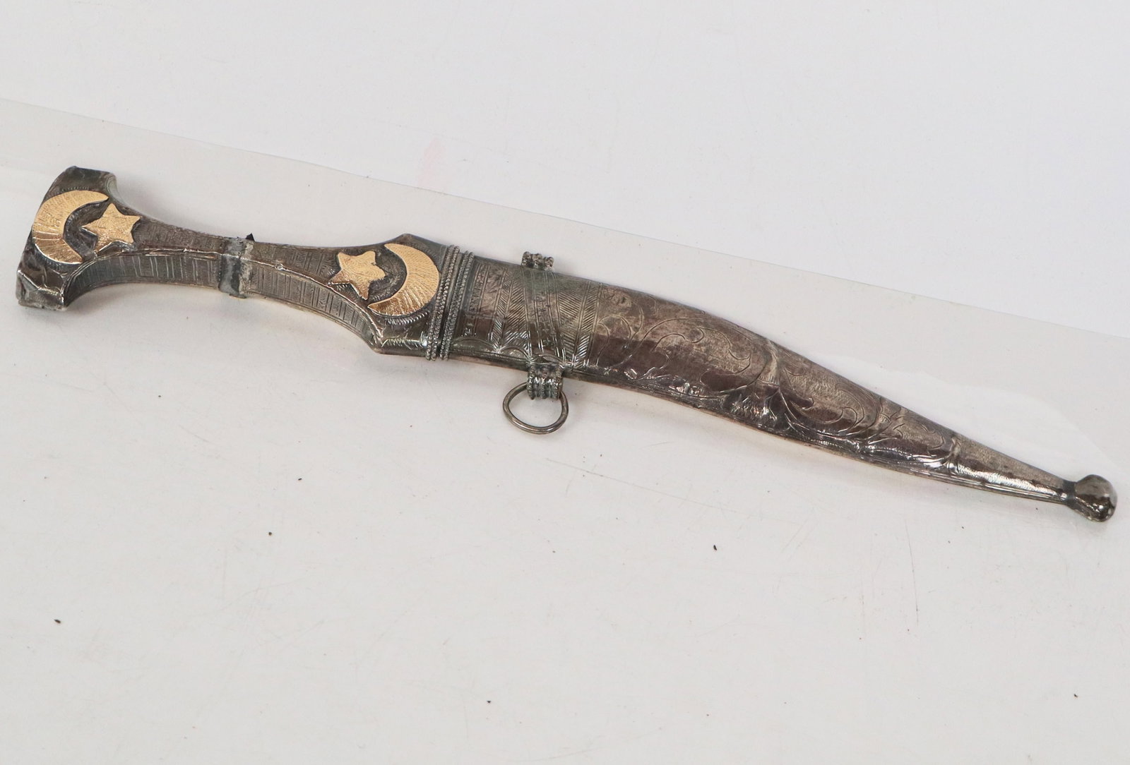 Antique Silver, Gold and Metal Dagger and Sheath (1 of 10)