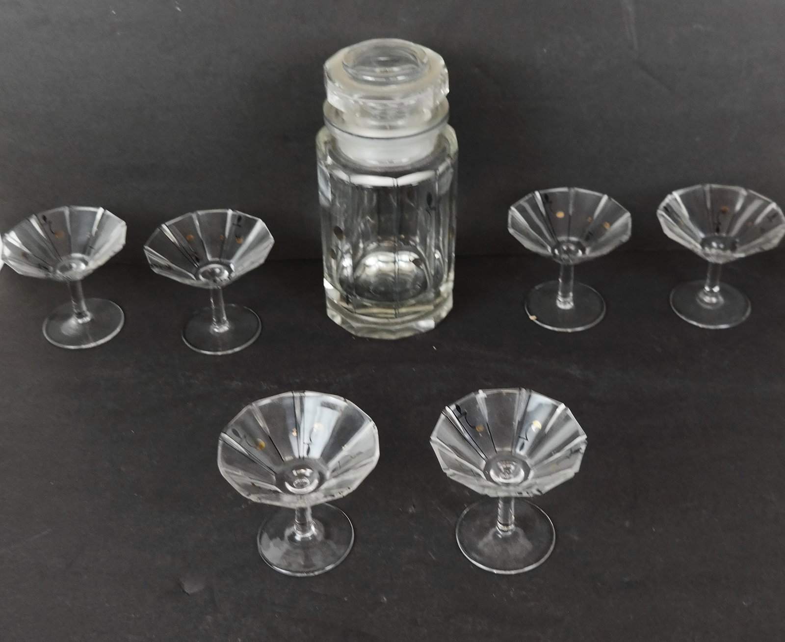 Mid-Century Black & Gilt Decorated Drink Set, 7 (1 of 8)