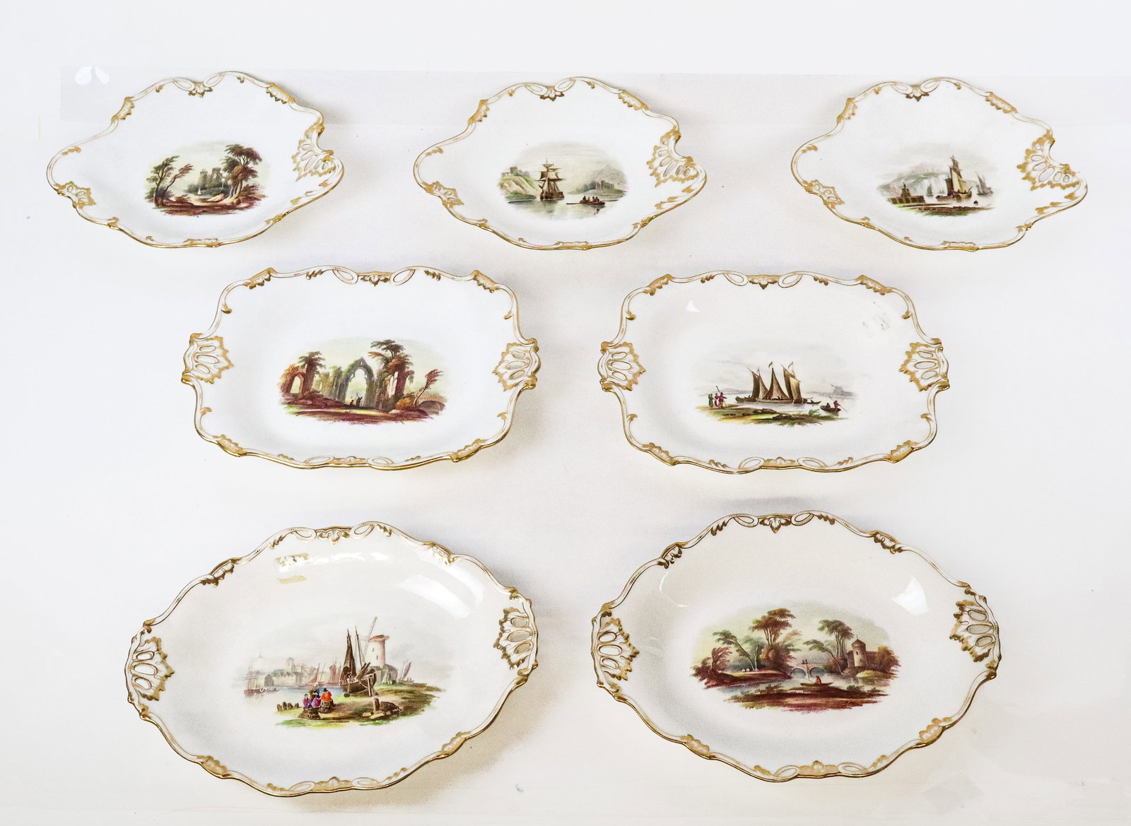 Set of Continental Porcelain Scenic Serving Dishes (1 of 19)