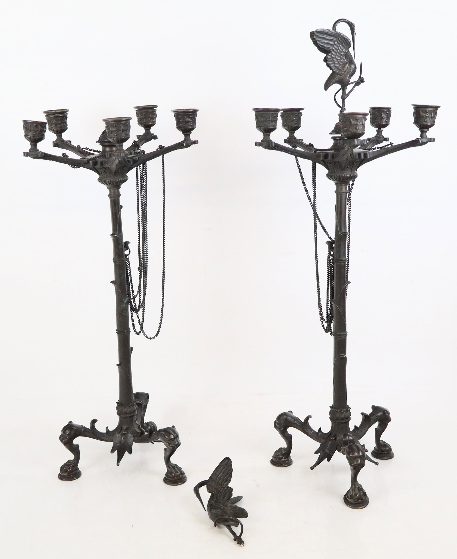 Pair Gothic Revival Bronze Candelabra (1 of 12)