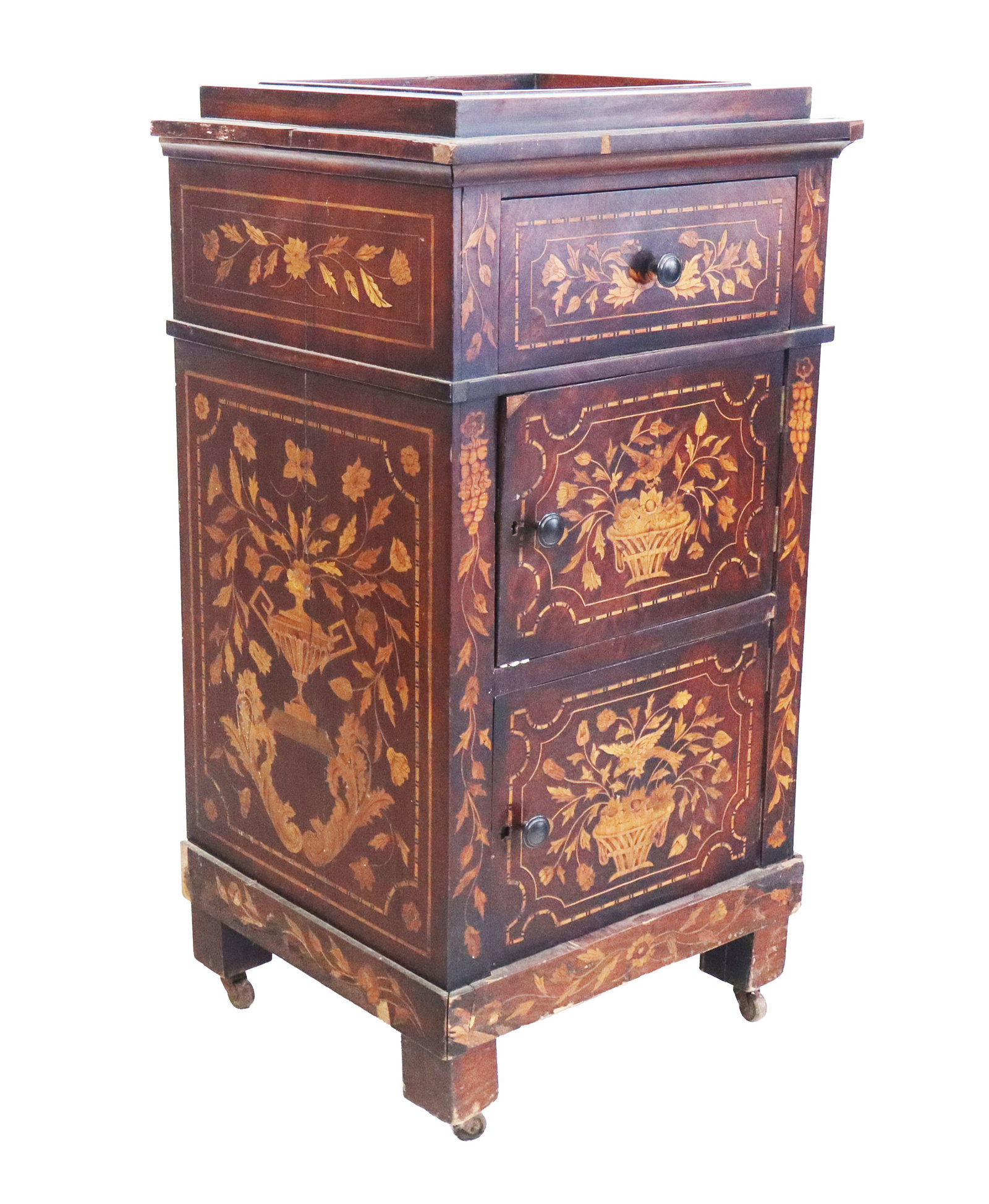 Antique Dutch Marquetry End Commode / Pot Stand (1 of 10)