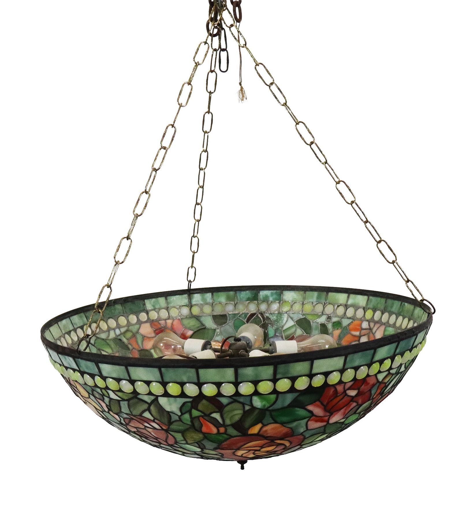 Large Leaded Glass Dome Shade Fixture (1 of 15)