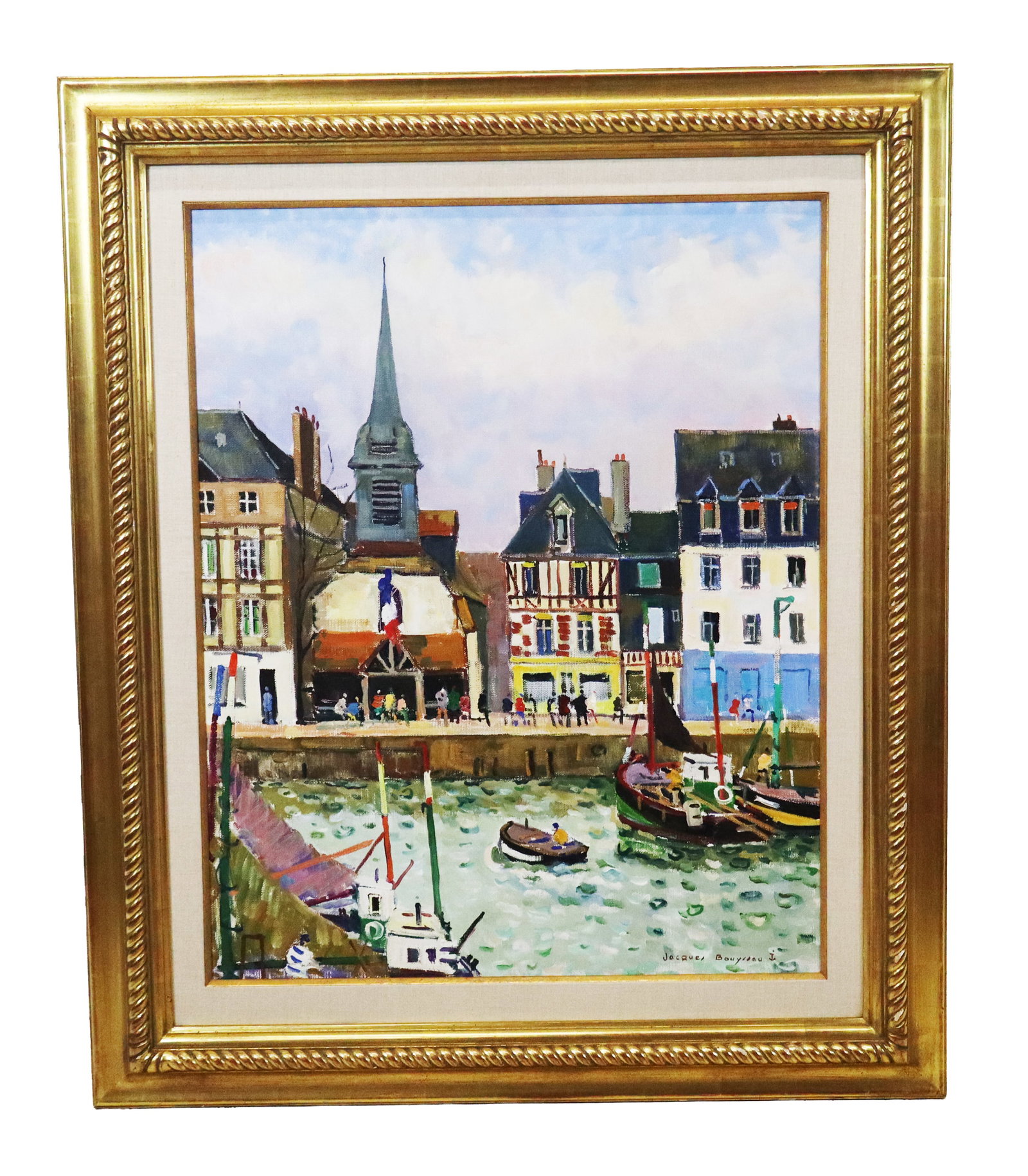 Jacques BOUYSSOU "Honfleur" Harbor Scene Oil (1 of 14)
