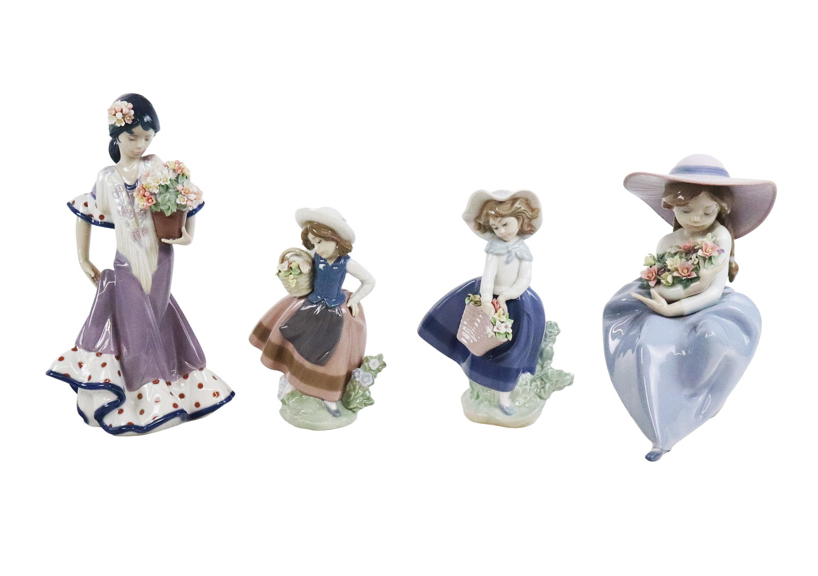 Lladro Porcelain Figures with Flowers, 4 (1 of 9)
