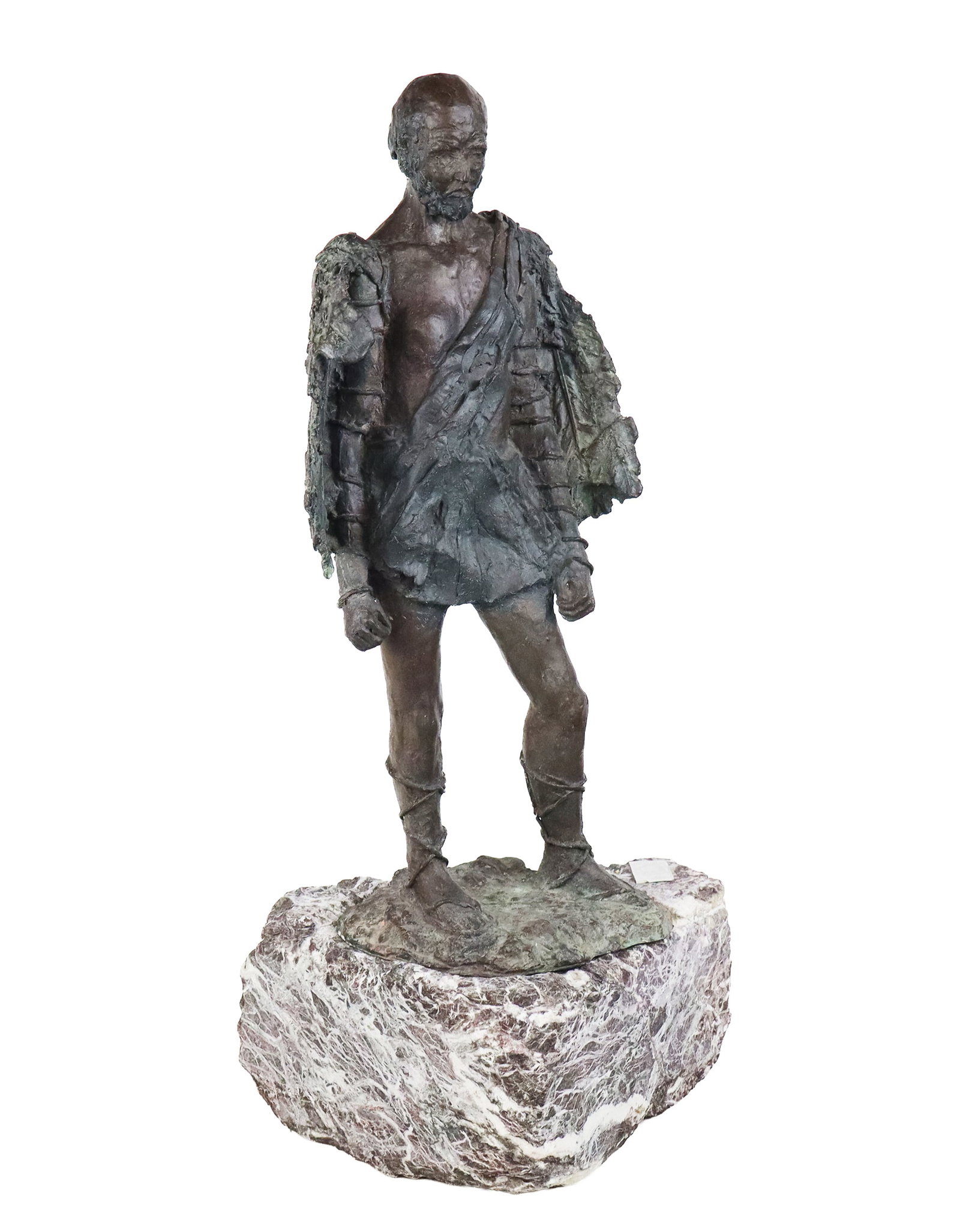 Ailene FIELDS Bronze Figure of Daedalus: Ailene Fields (American, b. 1948) bronze figure of Daedalus, father of Icarus, after their flight and saddened by the death of his son, signed on the base. [19.5" H x 8" W x 6" D]. Overall condition i