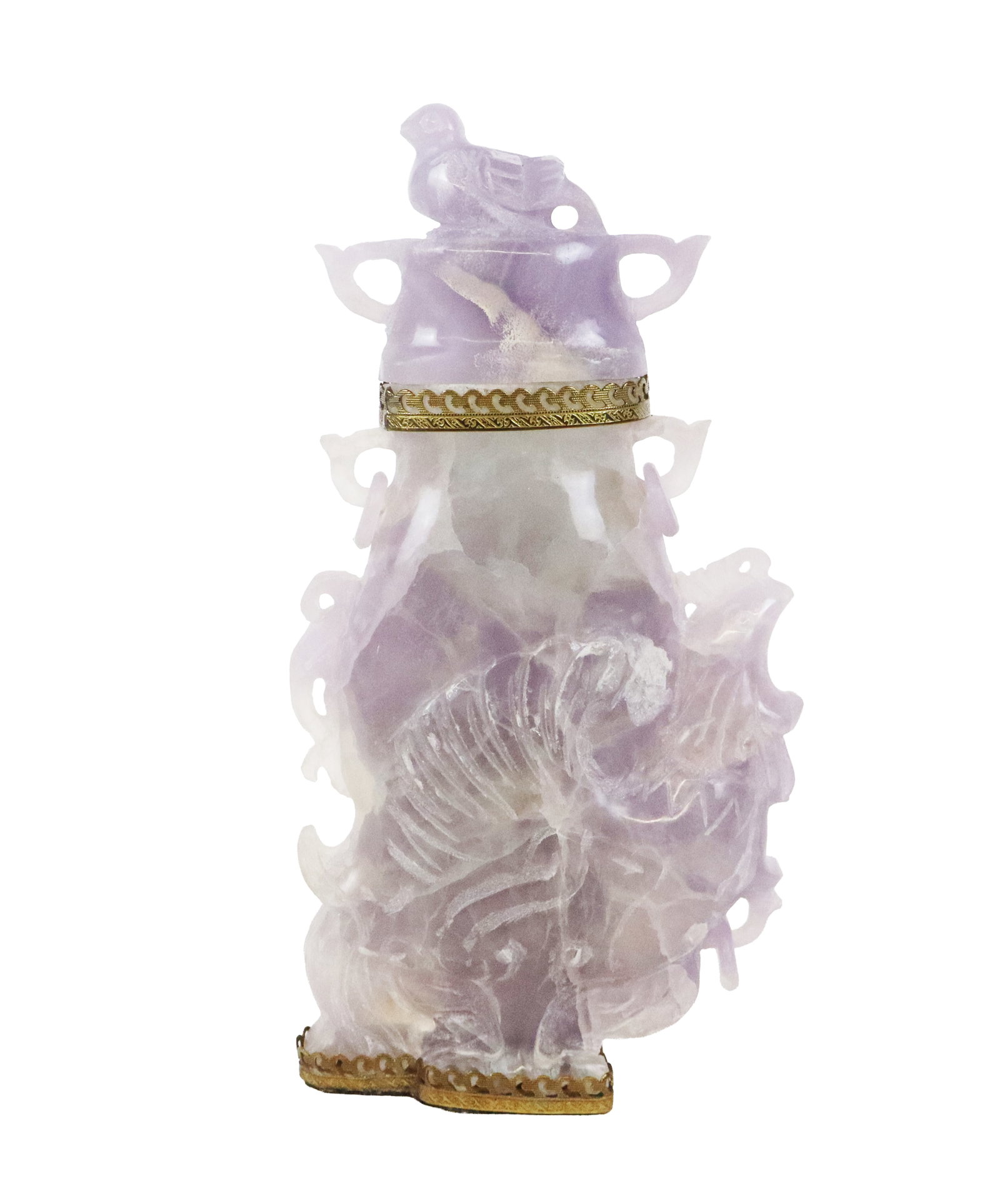 Chinese Carved Lavender Jade Covered Urn (1 of 16)